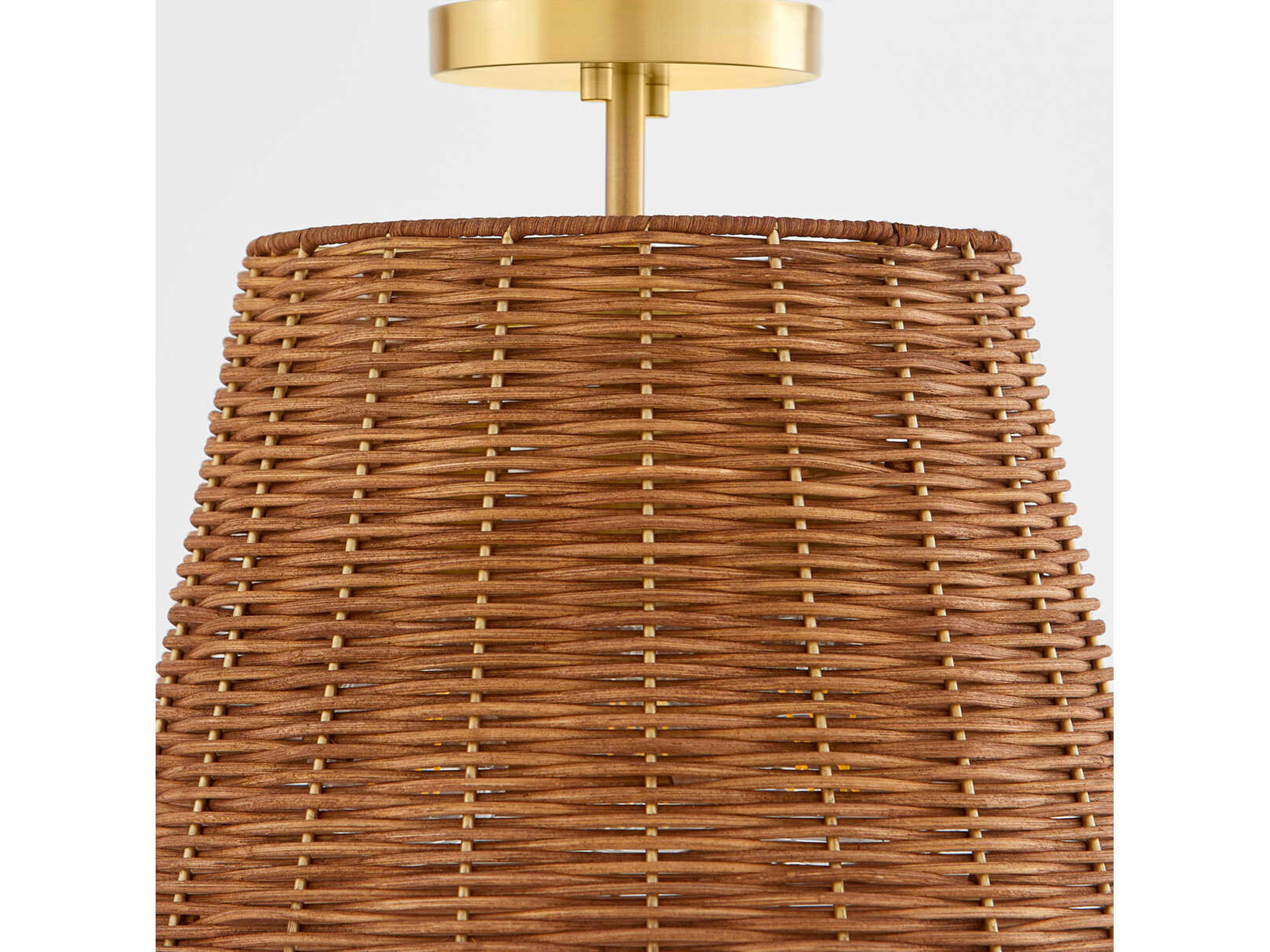 Quorum 3-Light Aged Brass Drum Semi Flush Mount