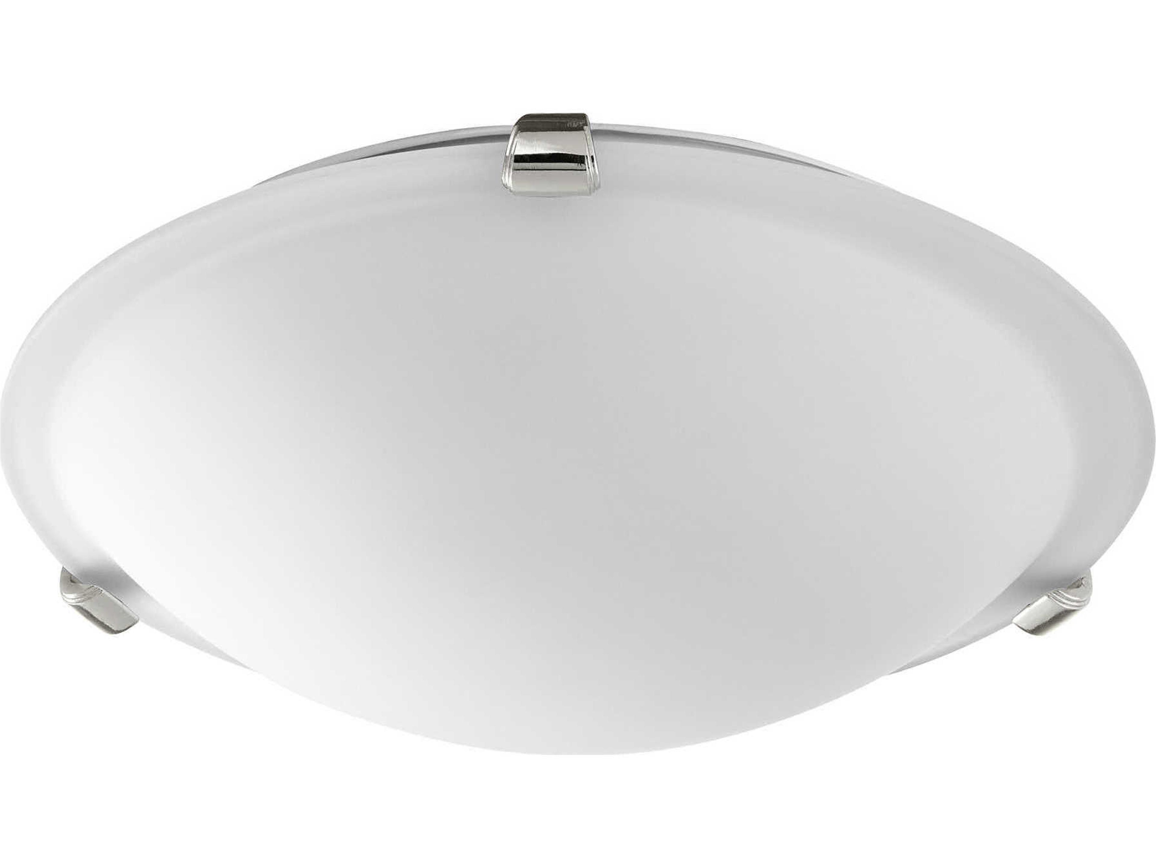 2-Light Polished Nickel With Satin Opal Glass Bowl Flush Mount