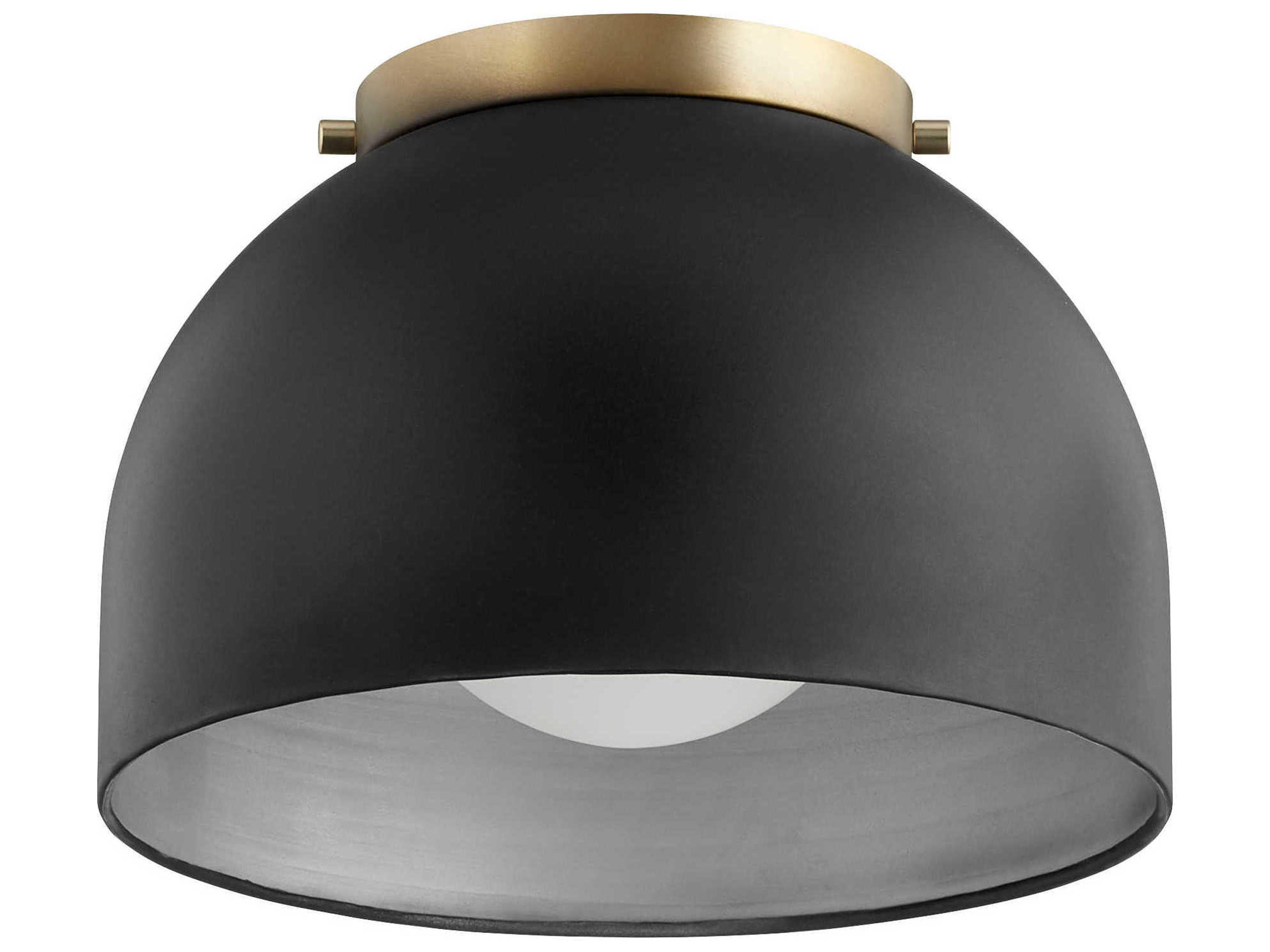 1-Light Noir Black Glass Dome Flush Mount