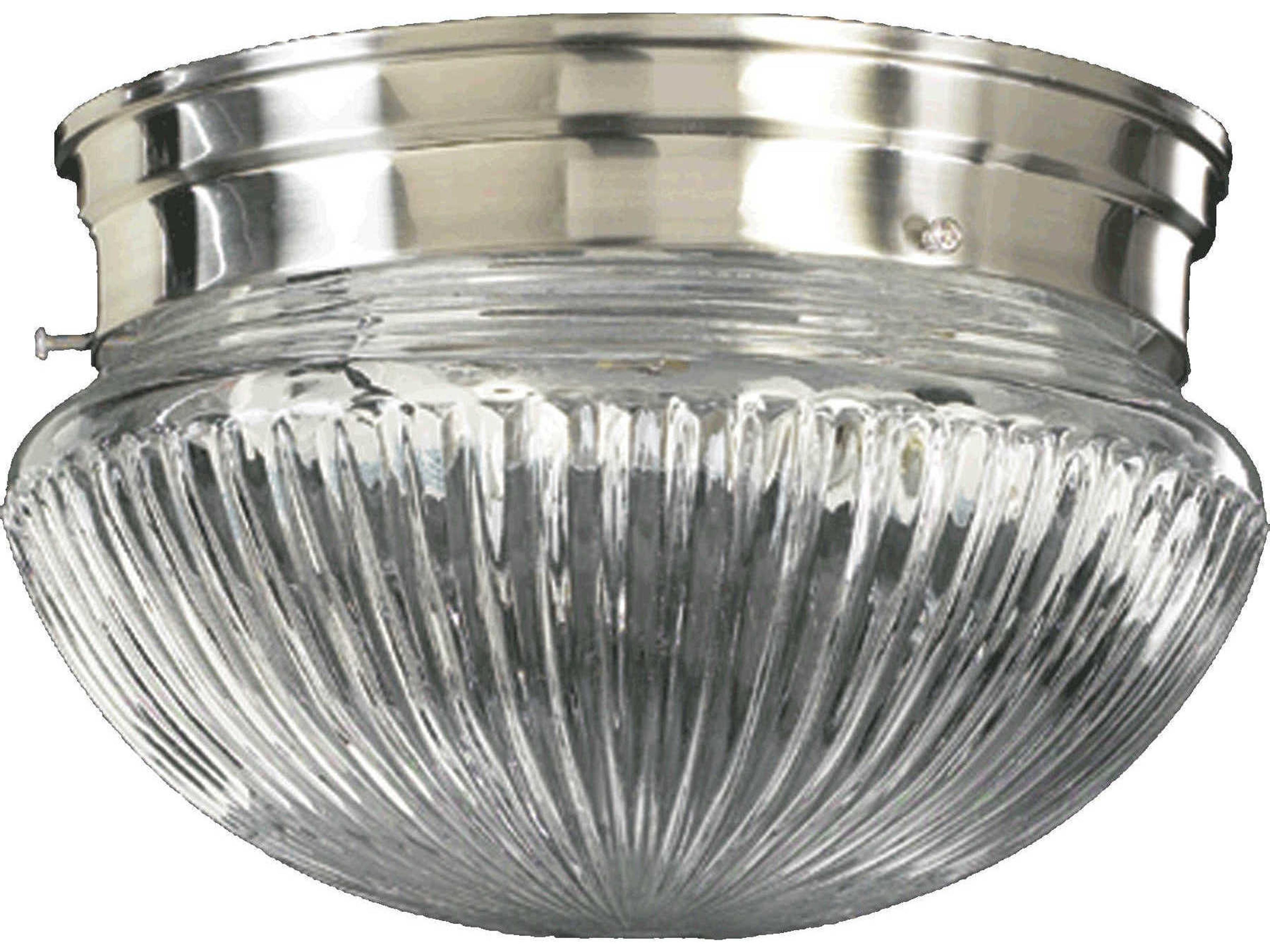 1-Light Satin Nickel Glass Bowl Flush Mount
