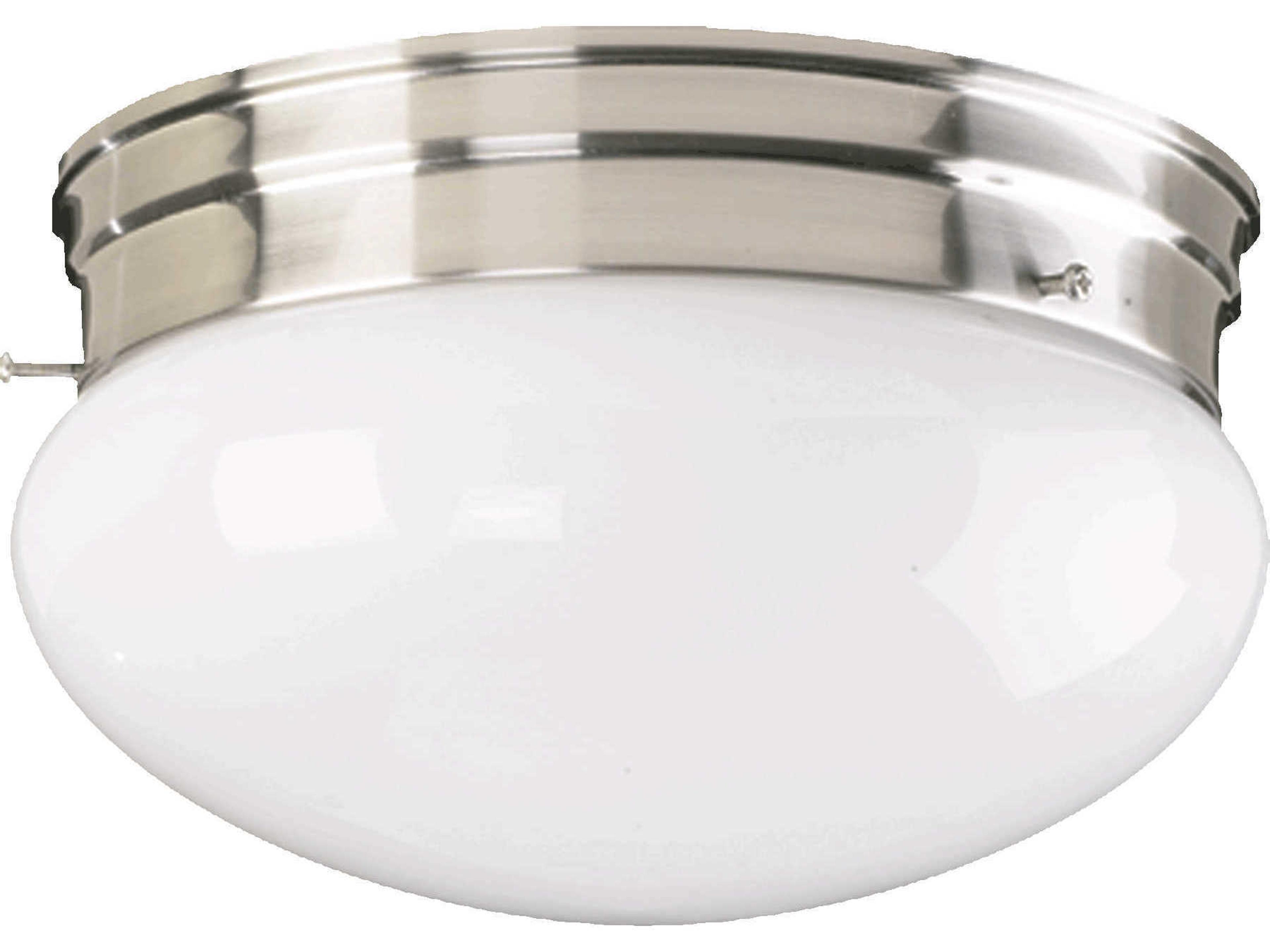 2-Light Satin Nickel Glass Bowl Flush Mount