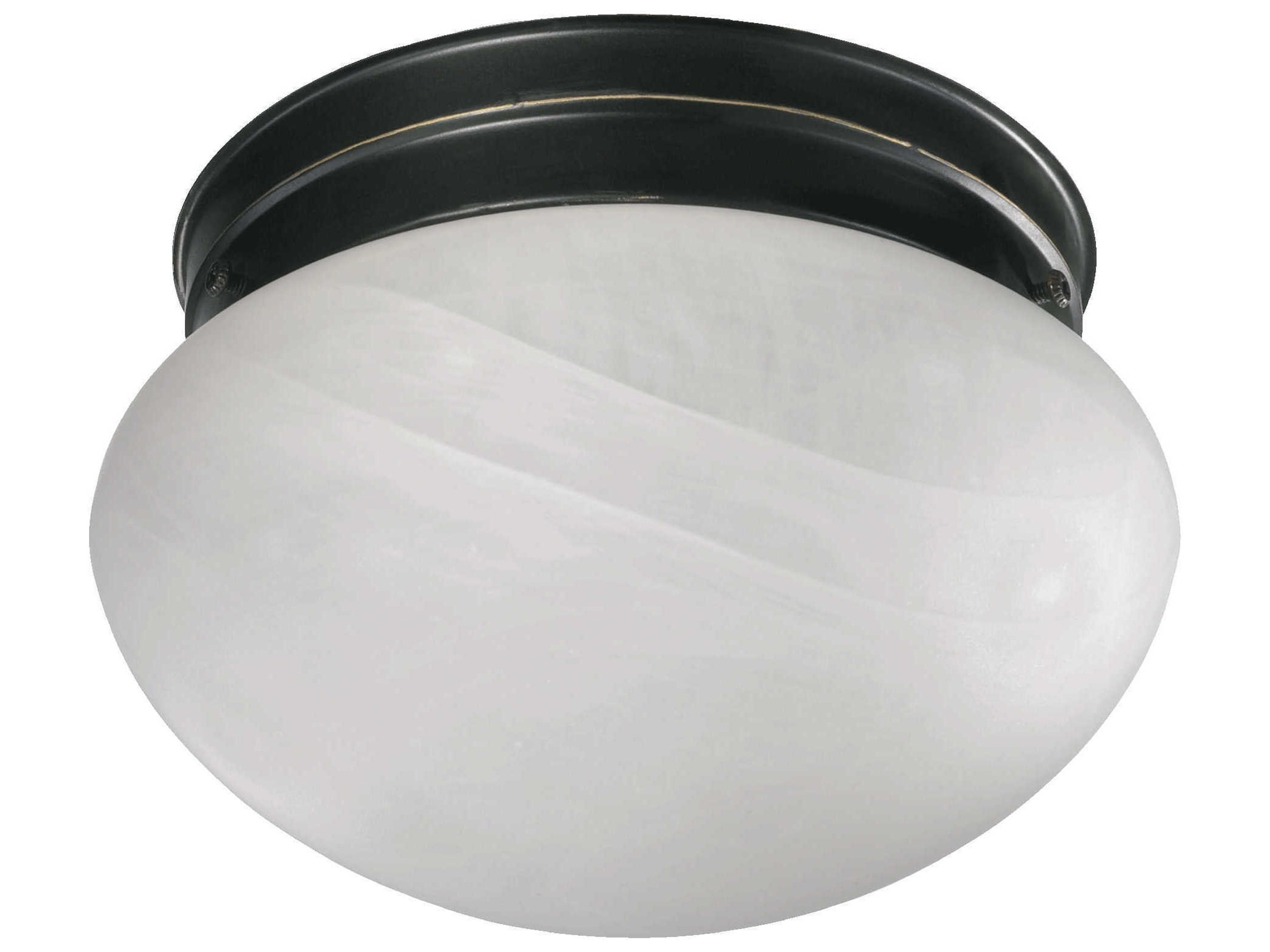 2-Light Old World Black Glass Bowl Flush Mount