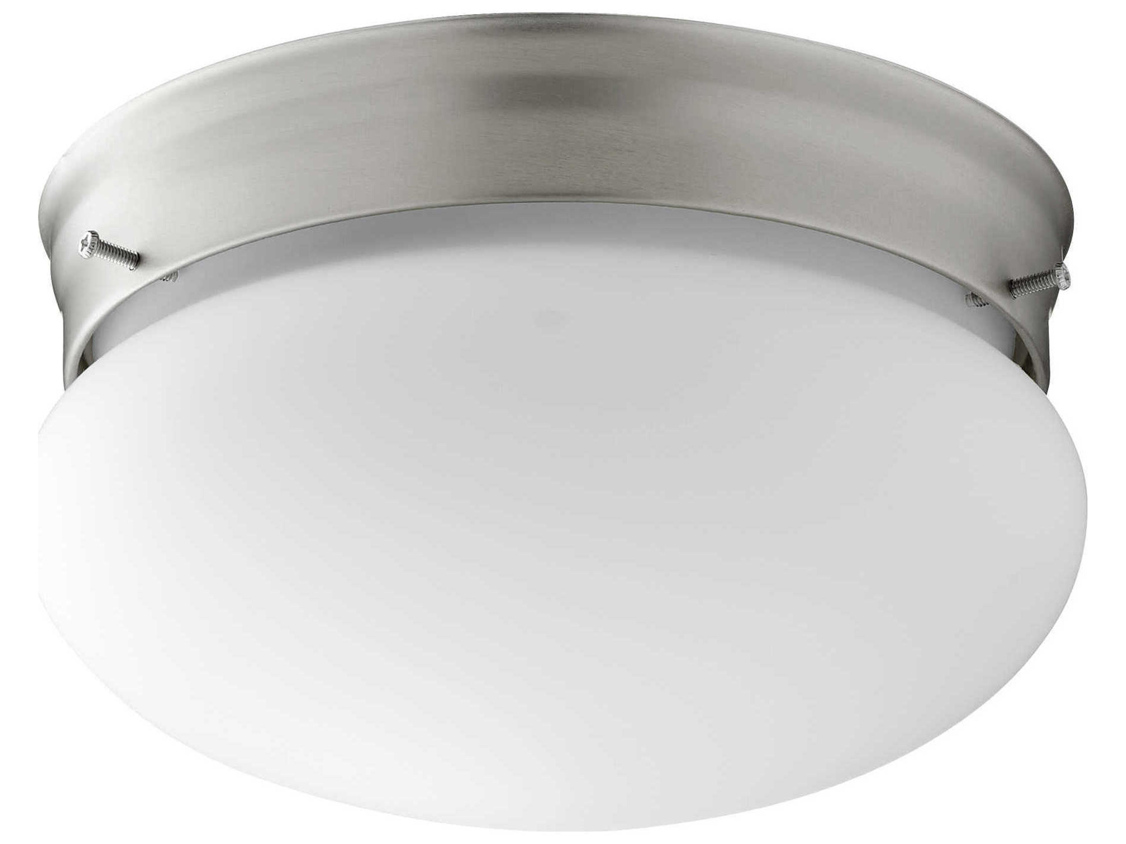 1-Light Satin Nickel With Opal Glass Bowl Flush Mount