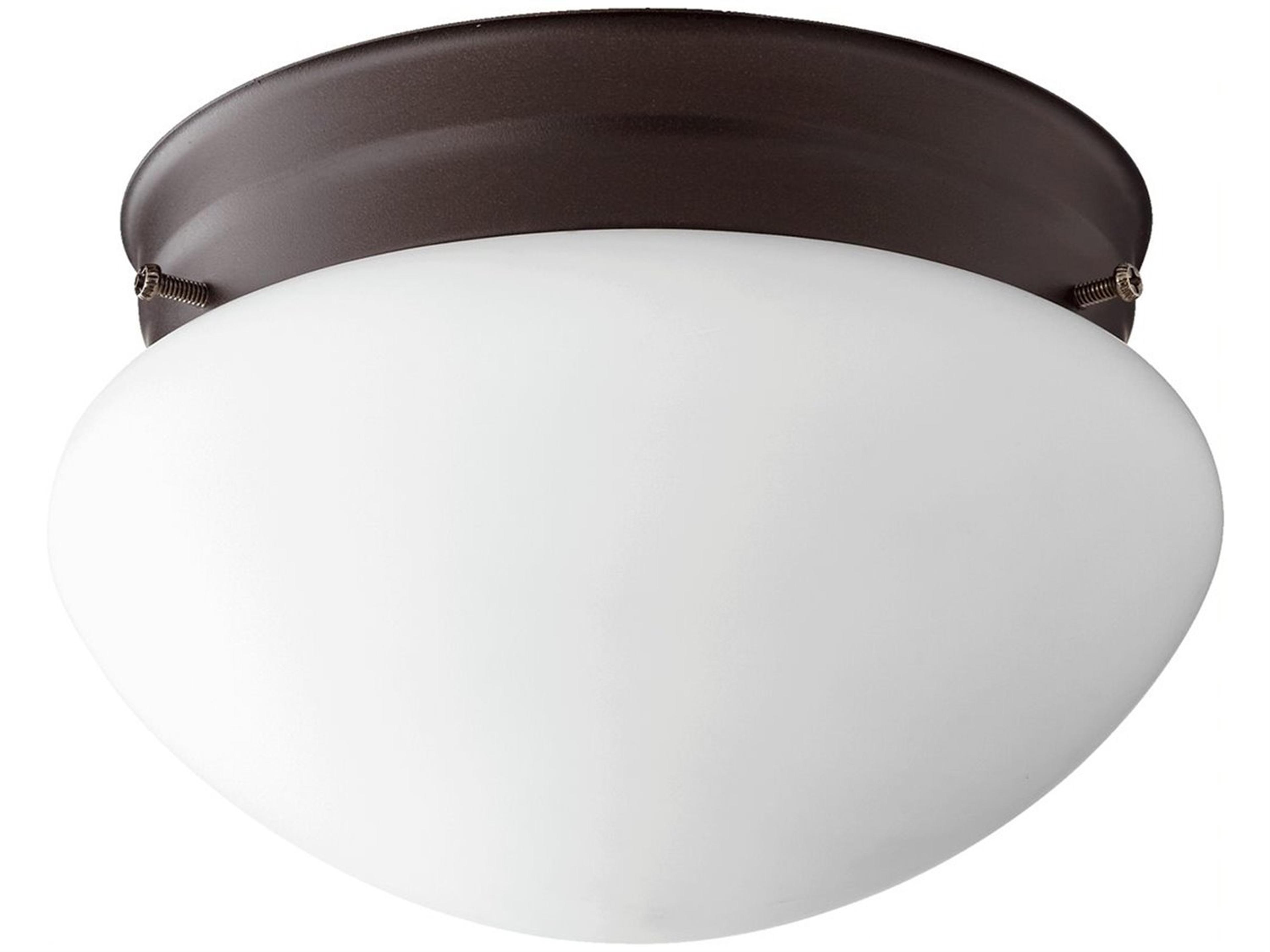 Quorum 1-Light Oiled Bronze With Satin Opal Glass Bowl Flush Mount