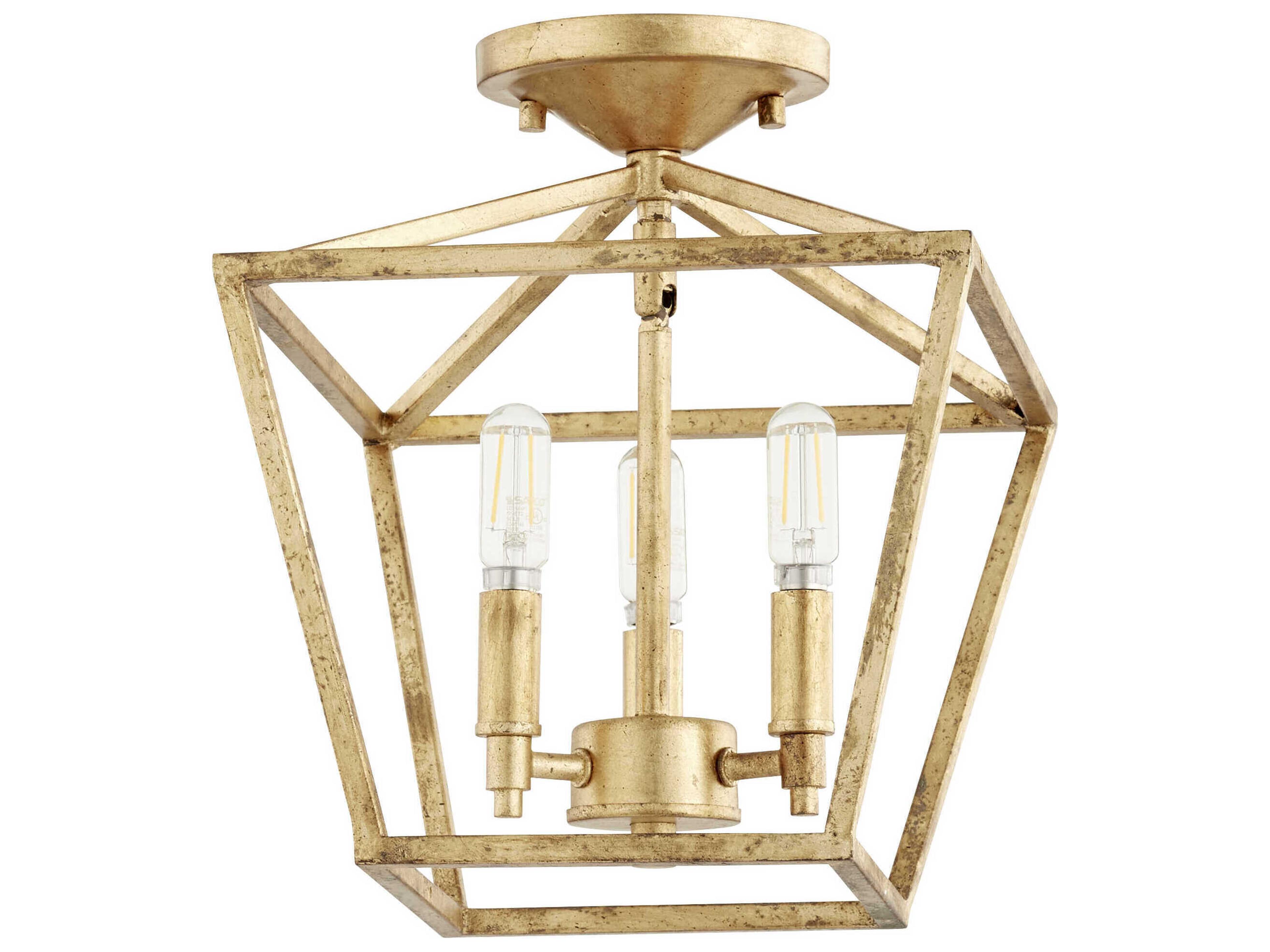 Gabriel 3-Light Gold Leaf Semi Flush Mount