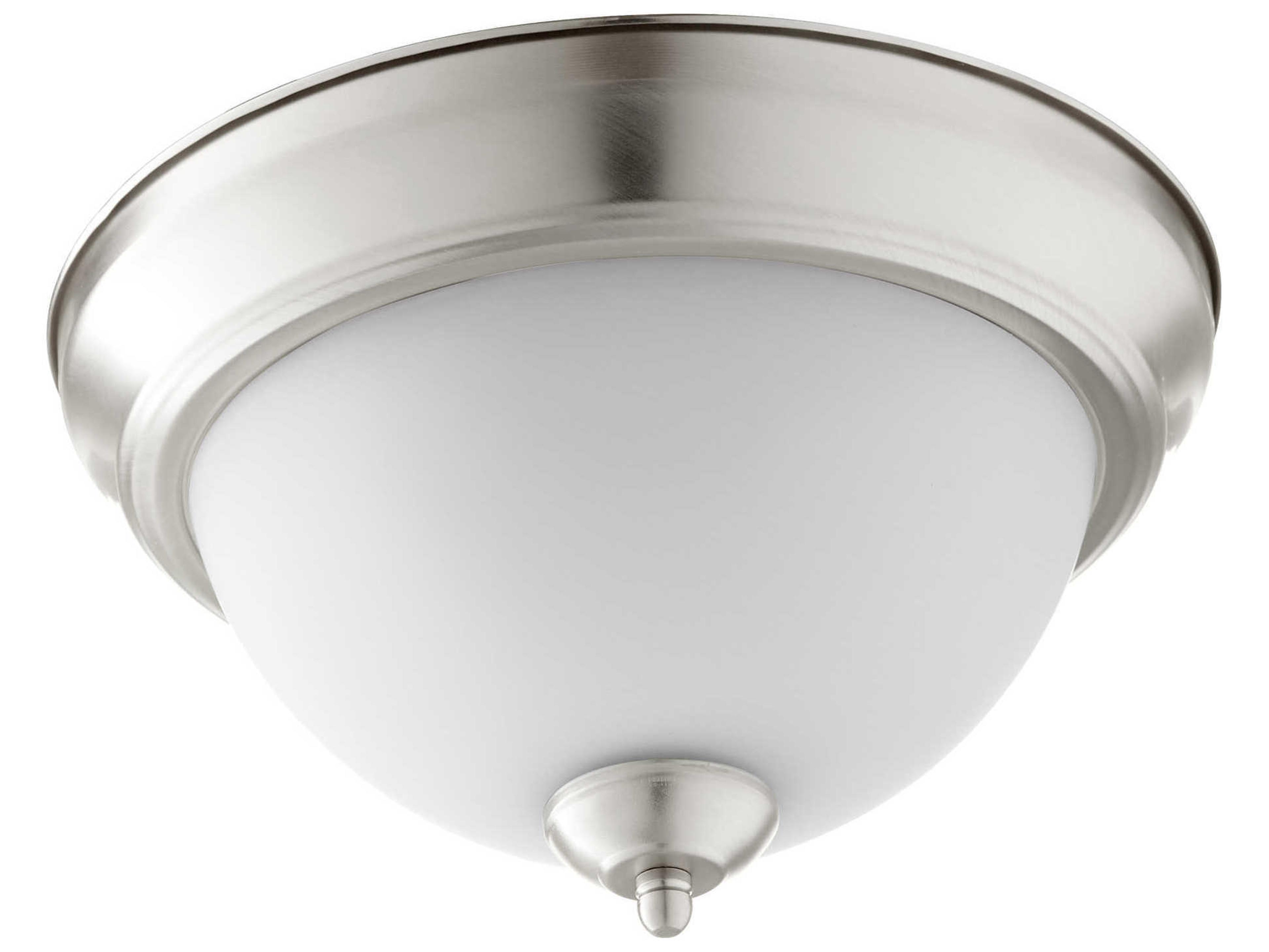 2-Light Satin Nickel With Opal Glass Bowl Flush Mount