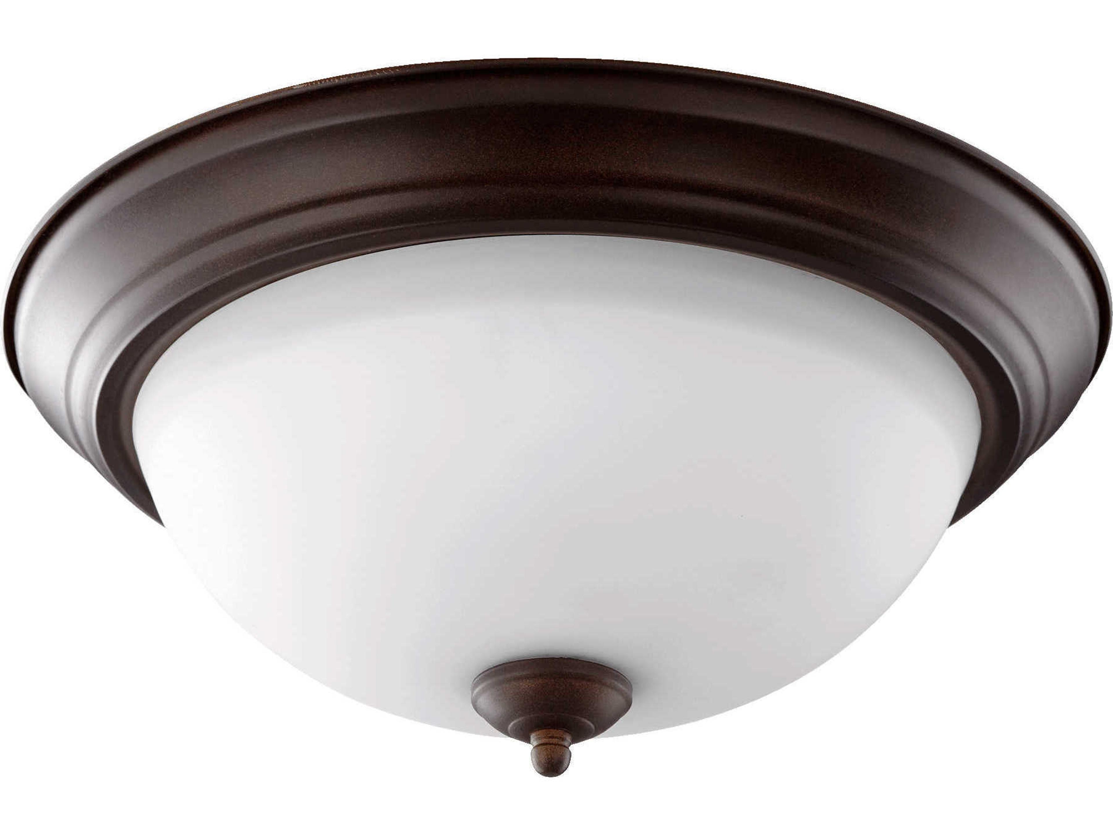 3-Light Oiled Bronze With Satin Opal Glass Bowl Flush Mount