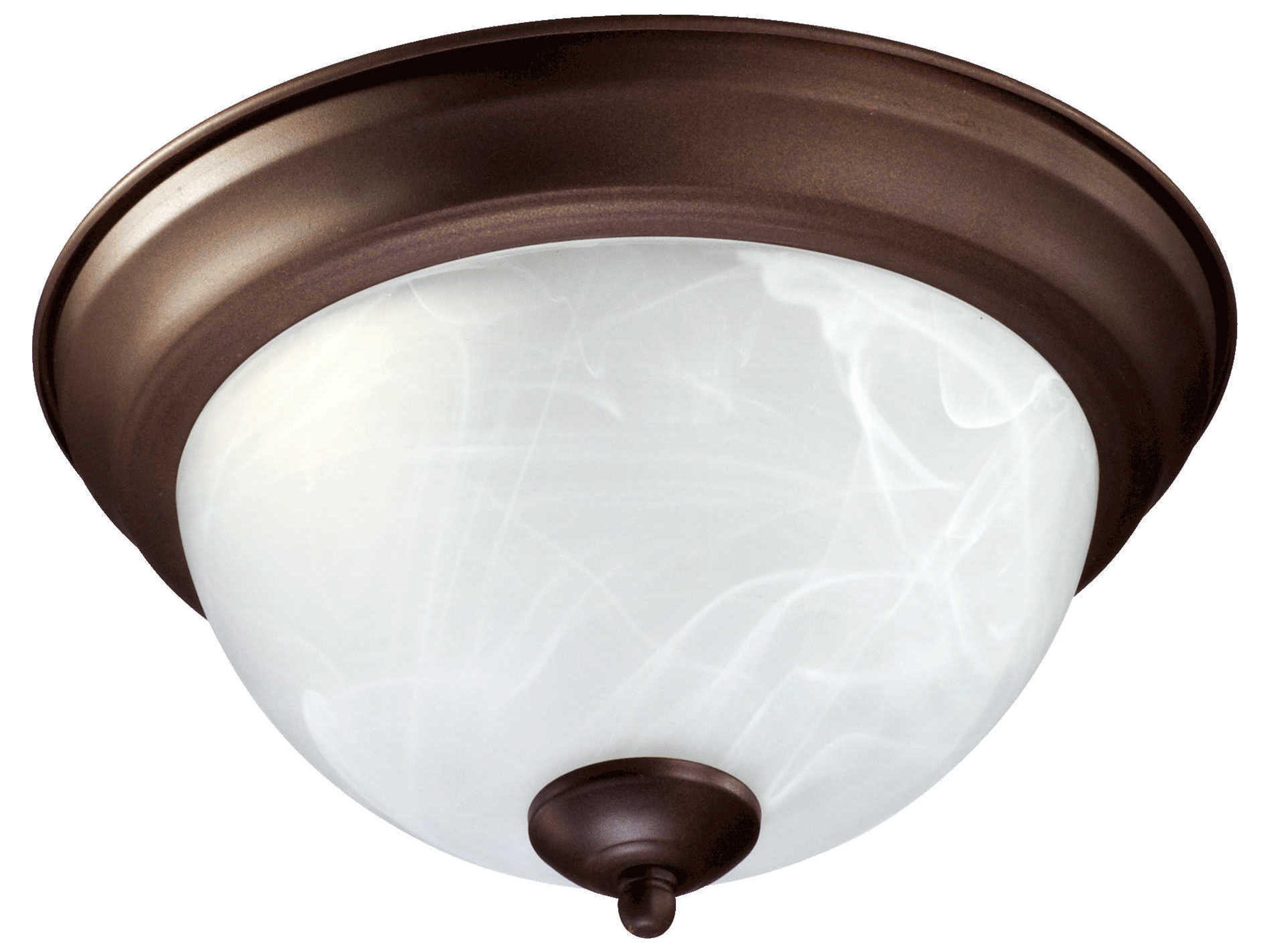 2-Light Oiled Bronze Glass Bowl Flush Mount