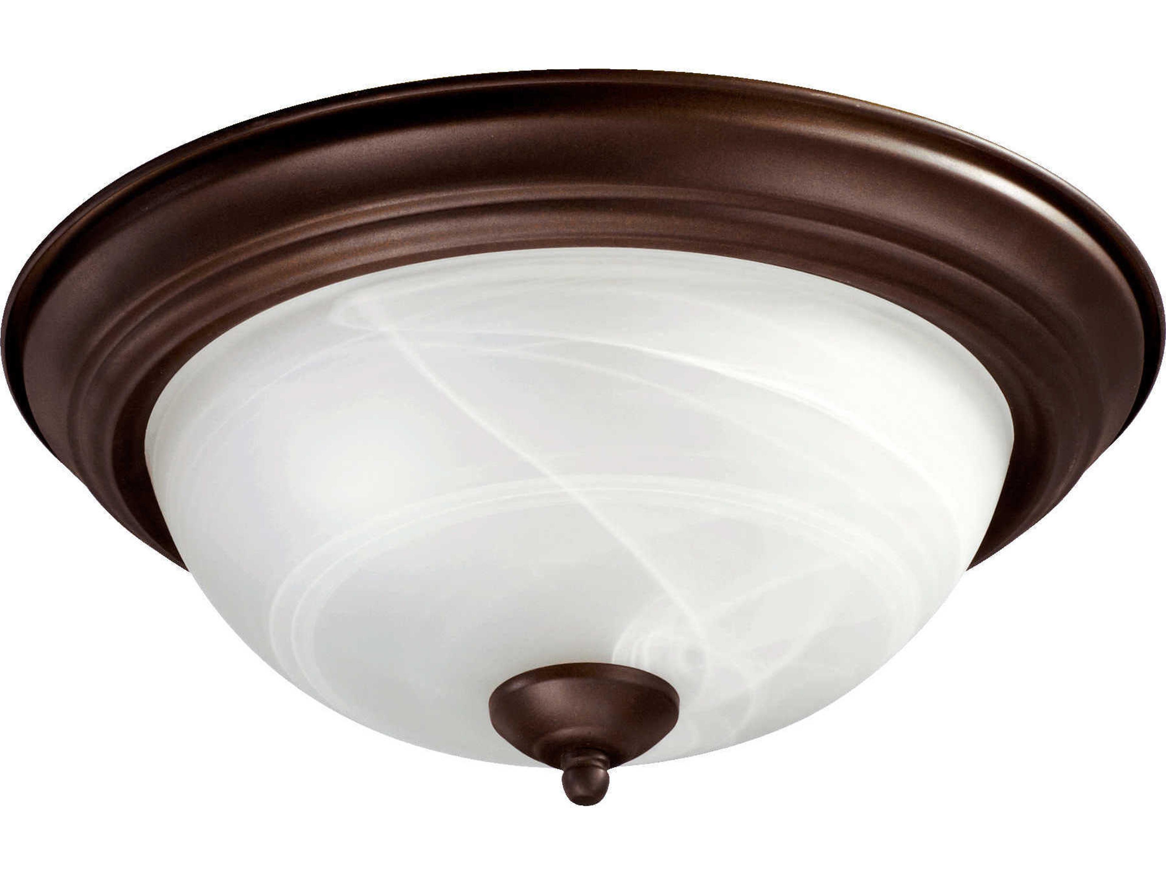2-Light Oiled Bronze Glass Bowl Flush Mount