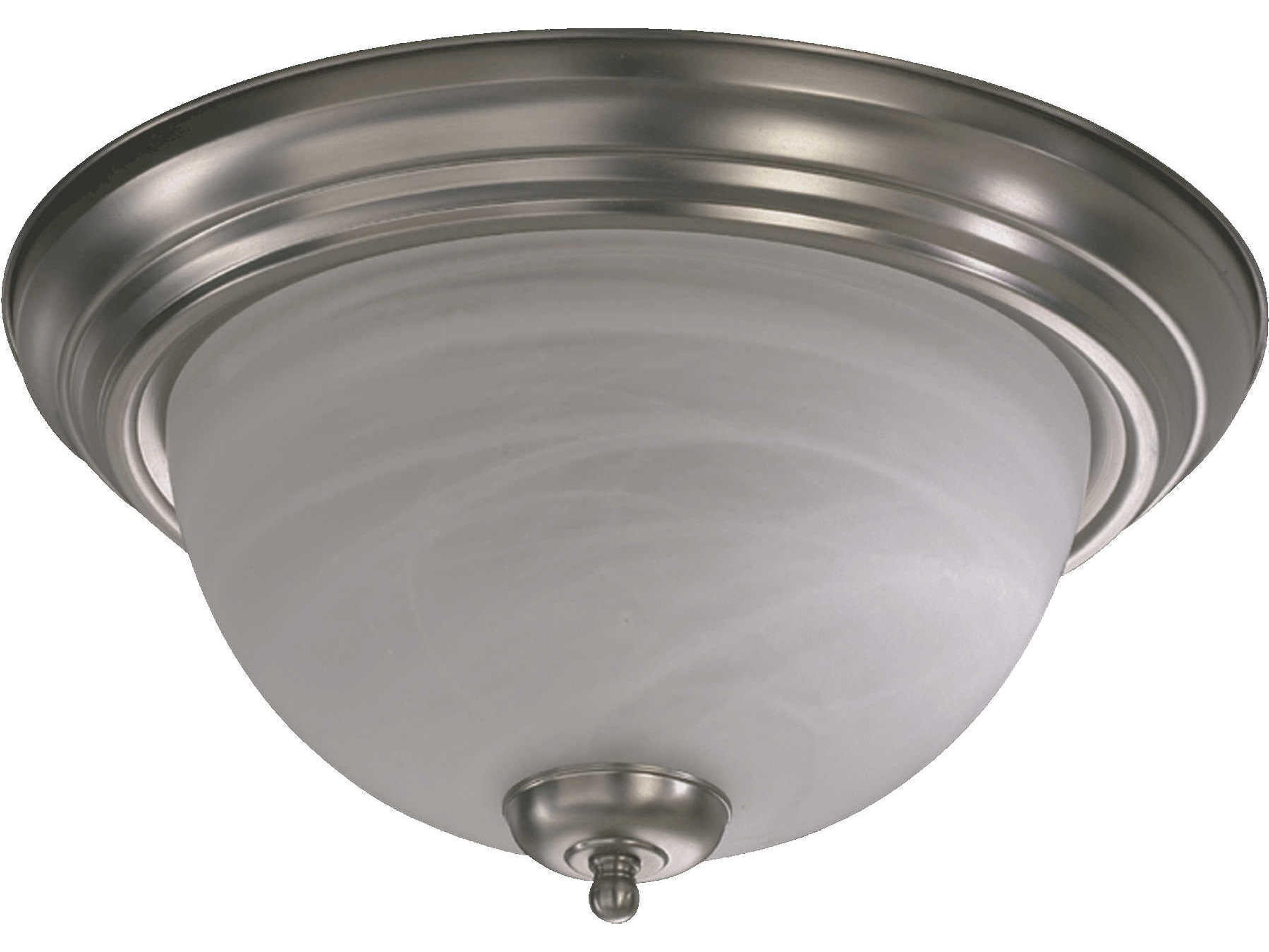 3-Light Satin Nickel Glass Bowl Flush Mount