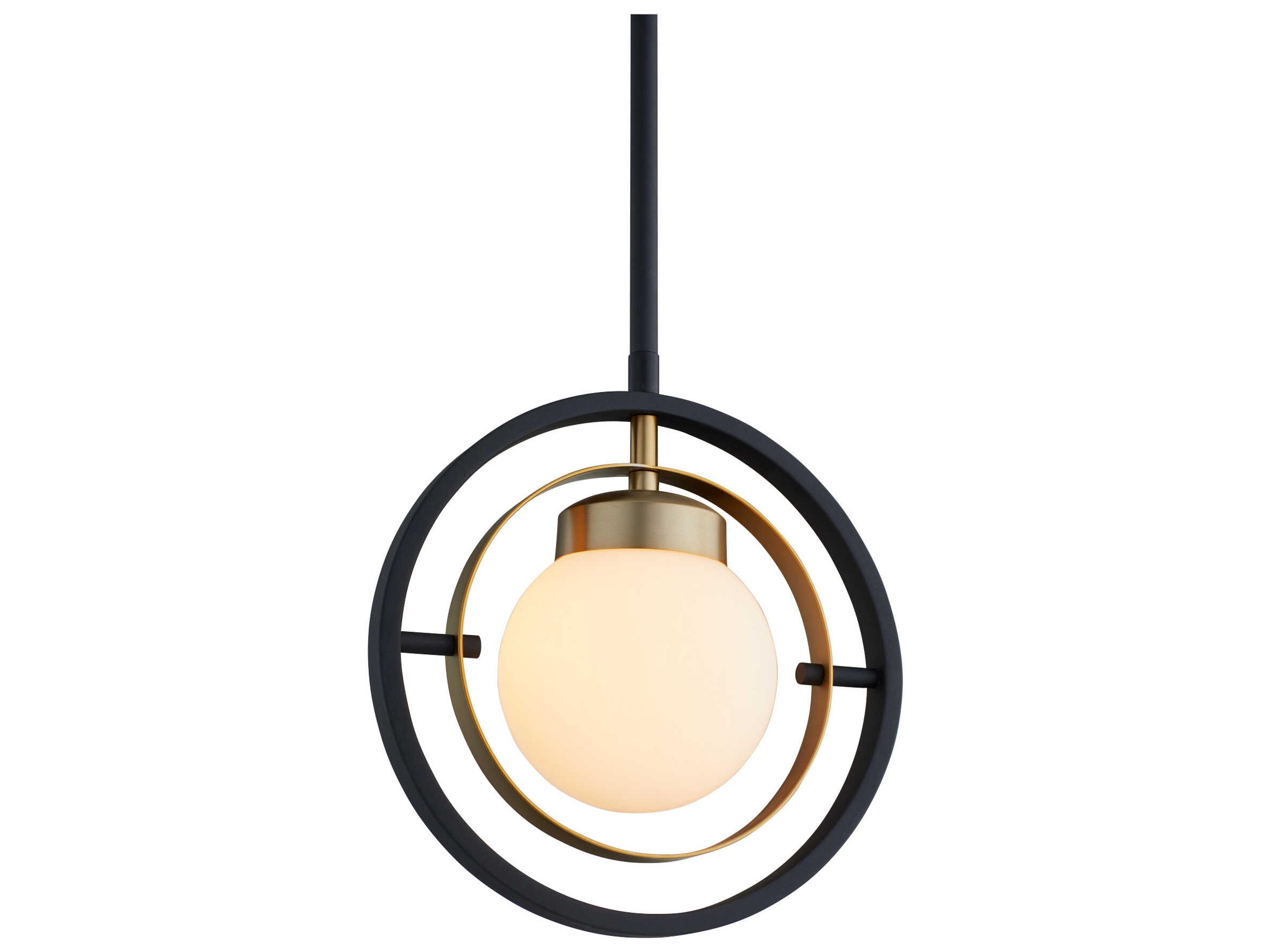 Quorum Nimbus 1-Light Textured Black Aged Brass Glass Globe Mini Pendant
