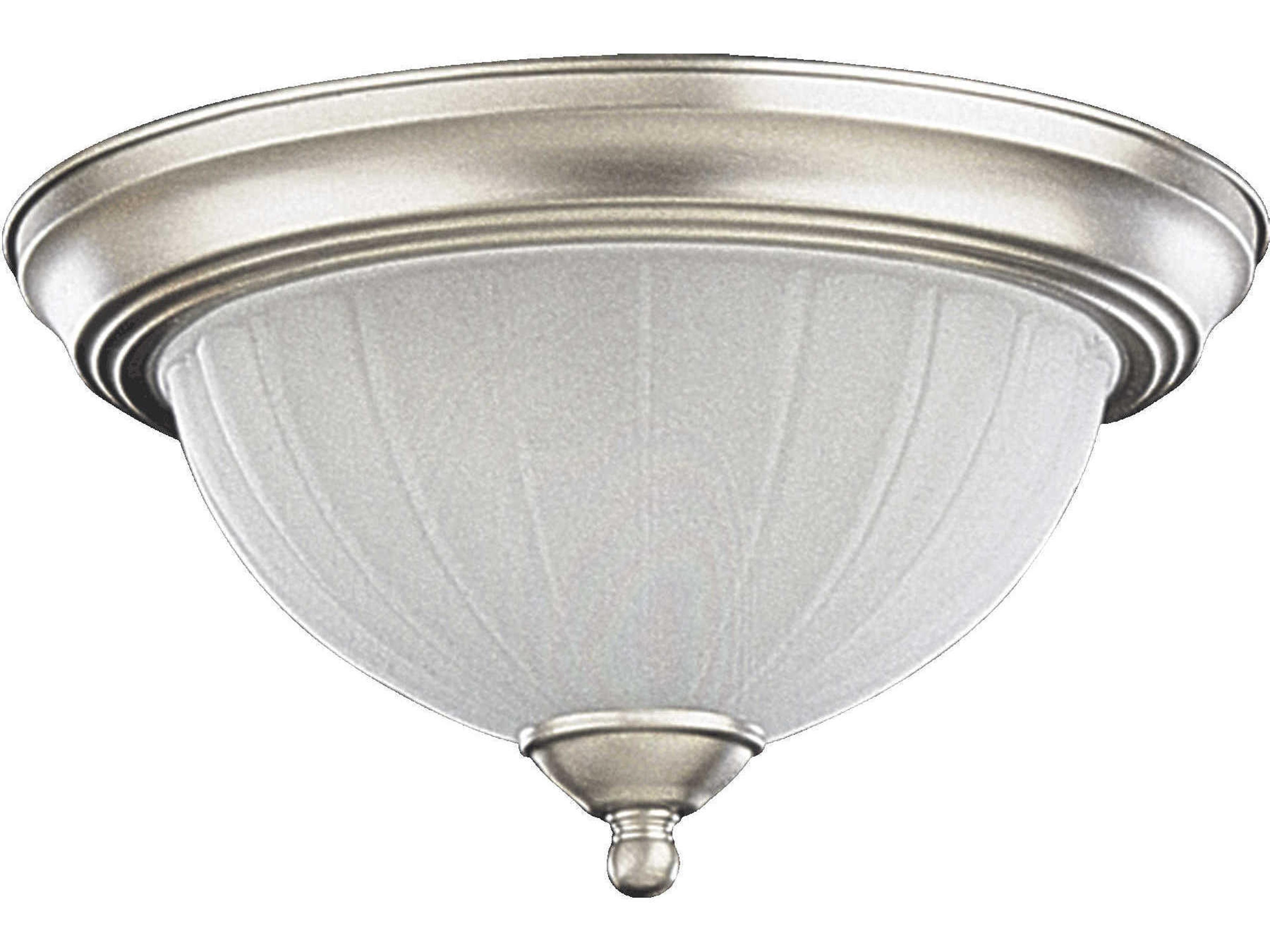 2-Light Satin Nickel Glass Bowl Flush Mount