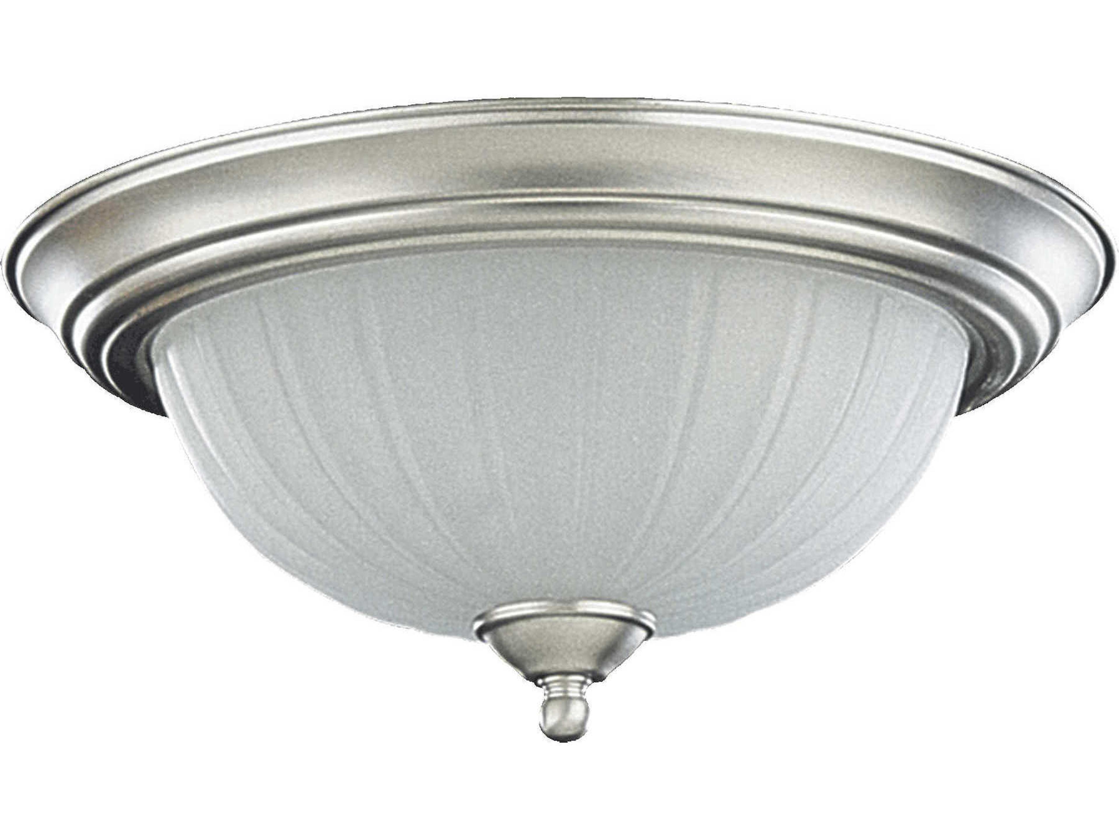 2-Light Satin Nickel Glass Bowl Flush Mount