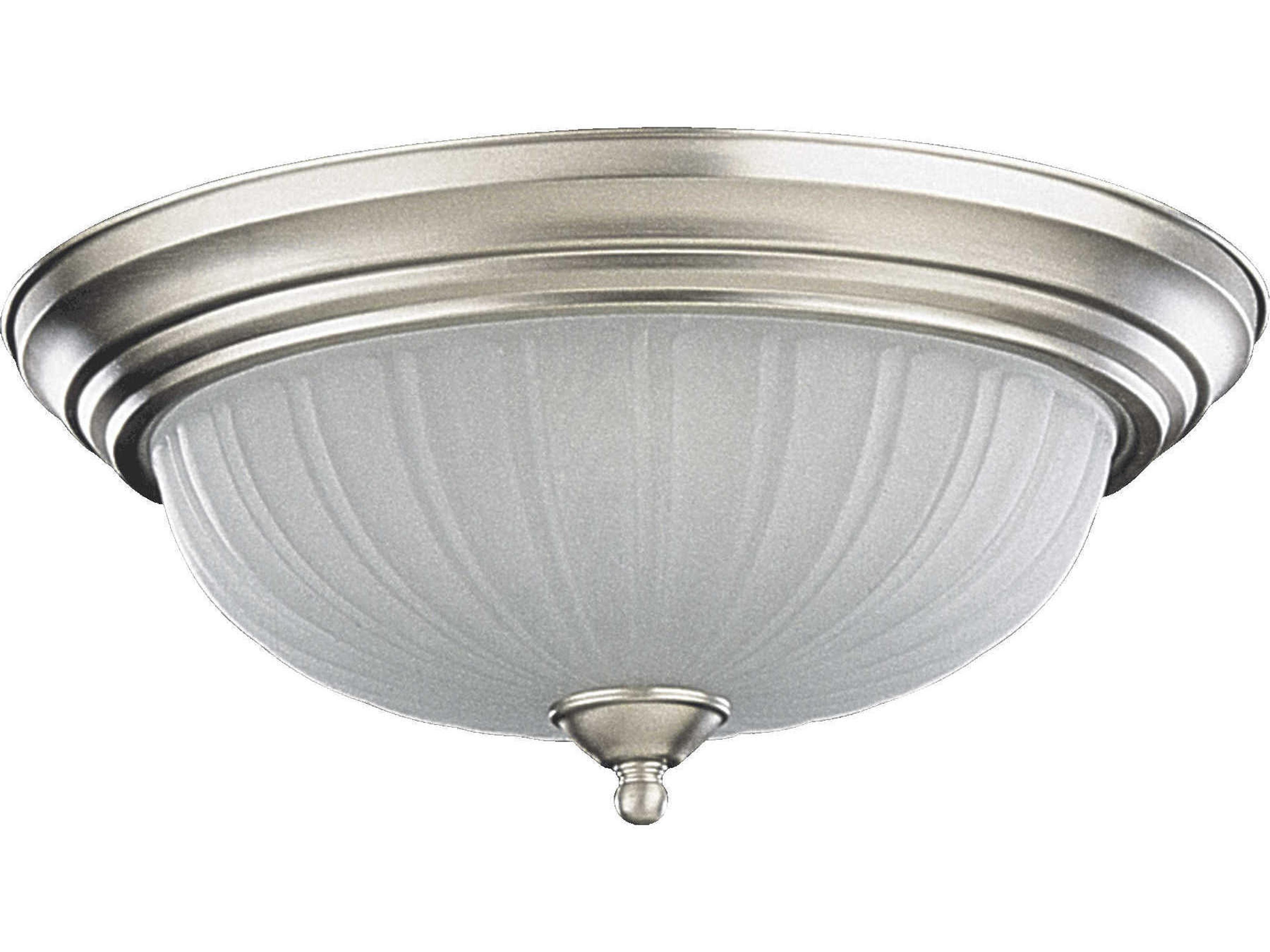 3-Light Satin Nickel Glass Bowl Flush Mount