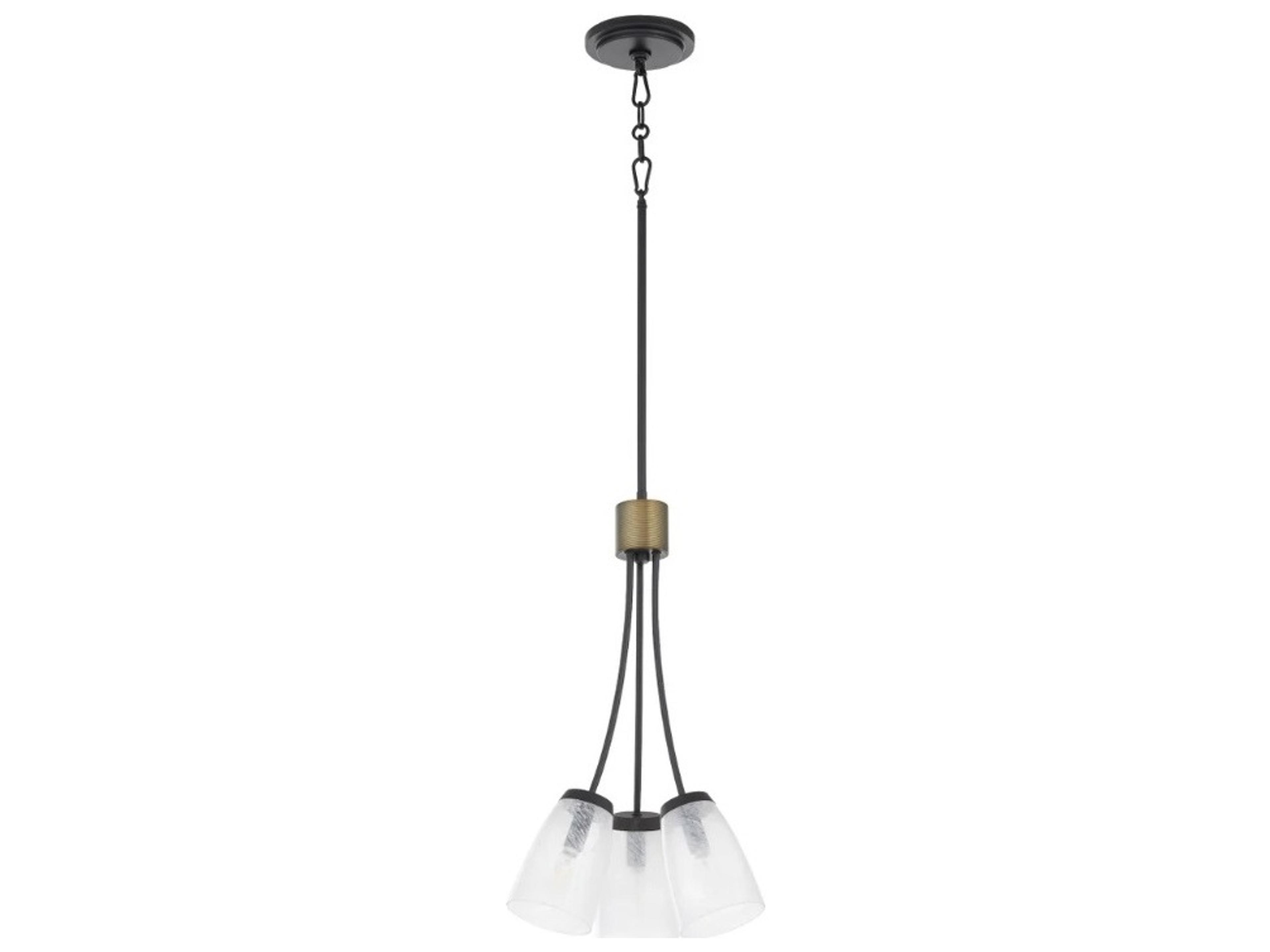 Arpeggio 3-Light Steel Glass Black Cylinder Pendant
