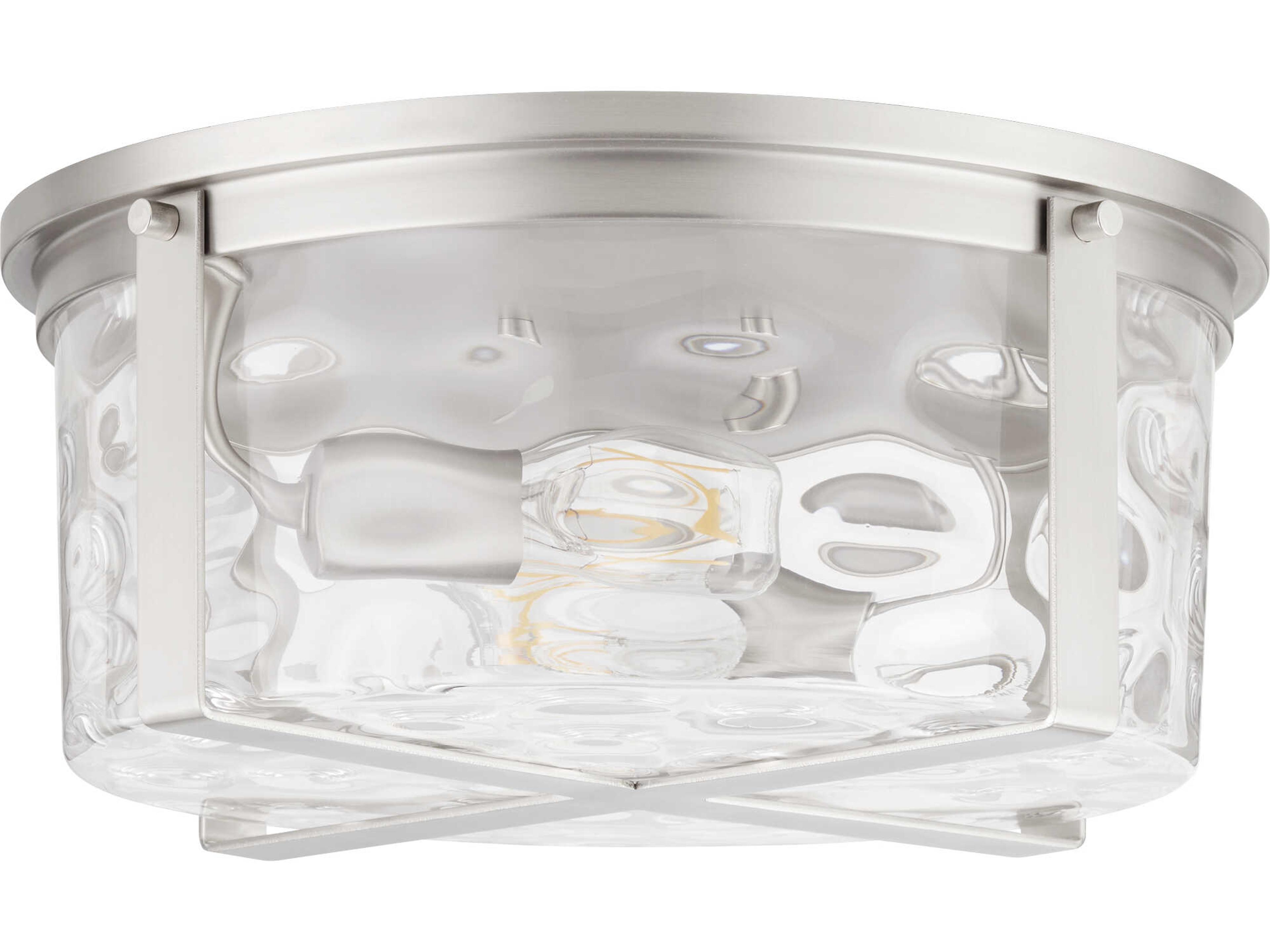 Steinway 2-Light Satin Nickel Glass Flush Mount