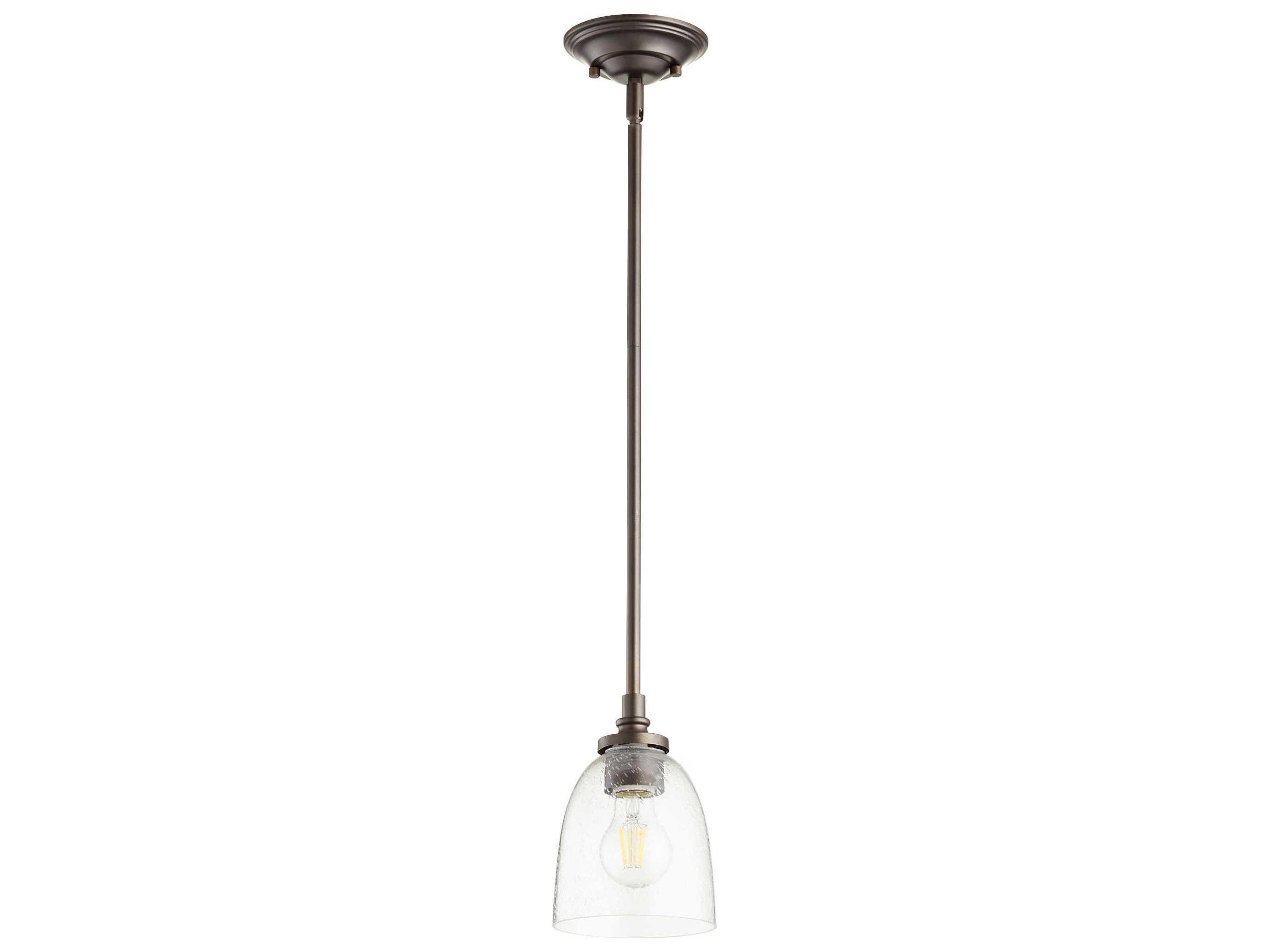 Rossington 1-Light Oiled Bronze With Clear Seeded Glass Bell Mini Pendant
