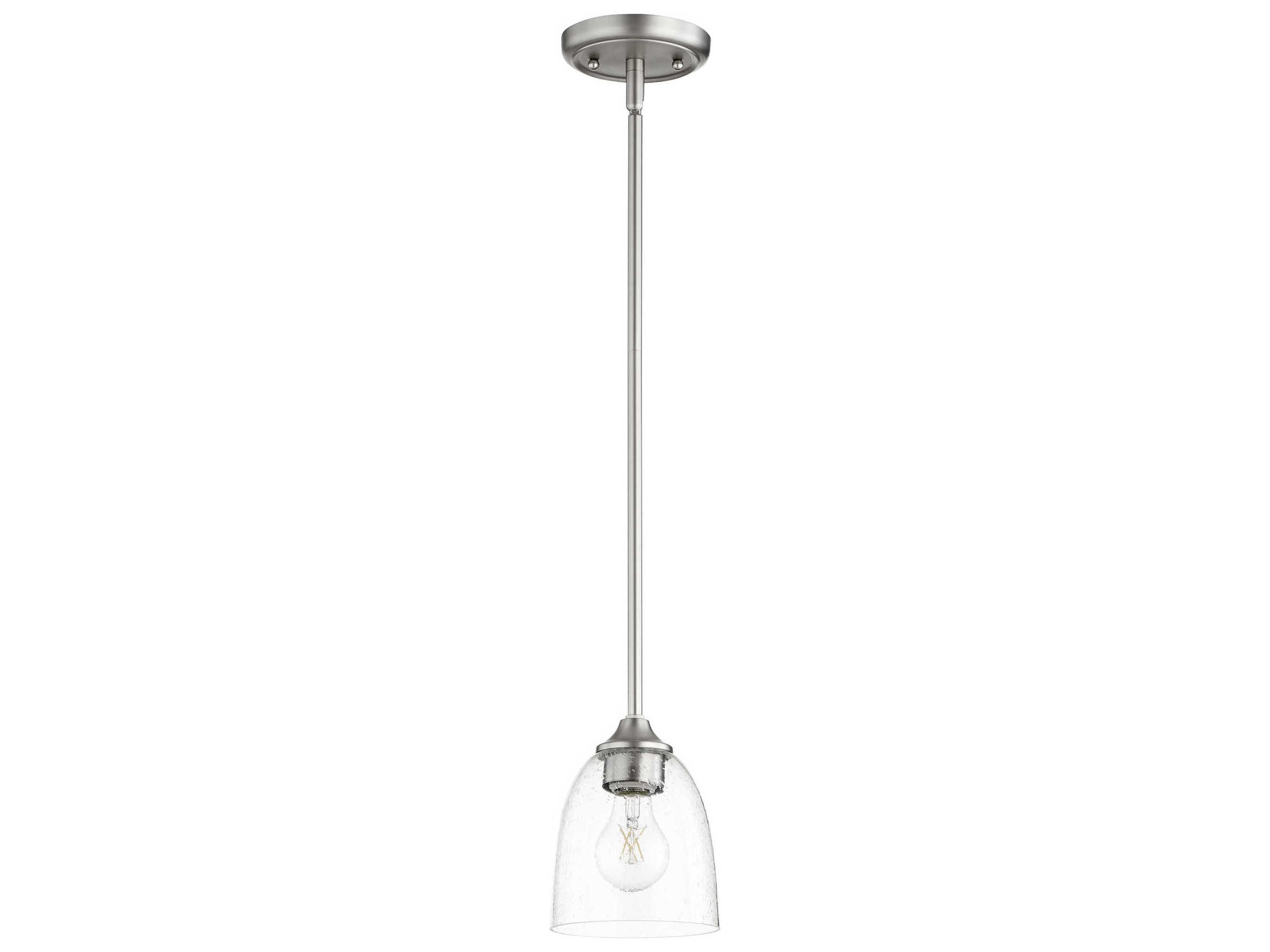 Jardin 1-Light Satin Nickel With Clear Seeded Glass Bell Mini Pendant
