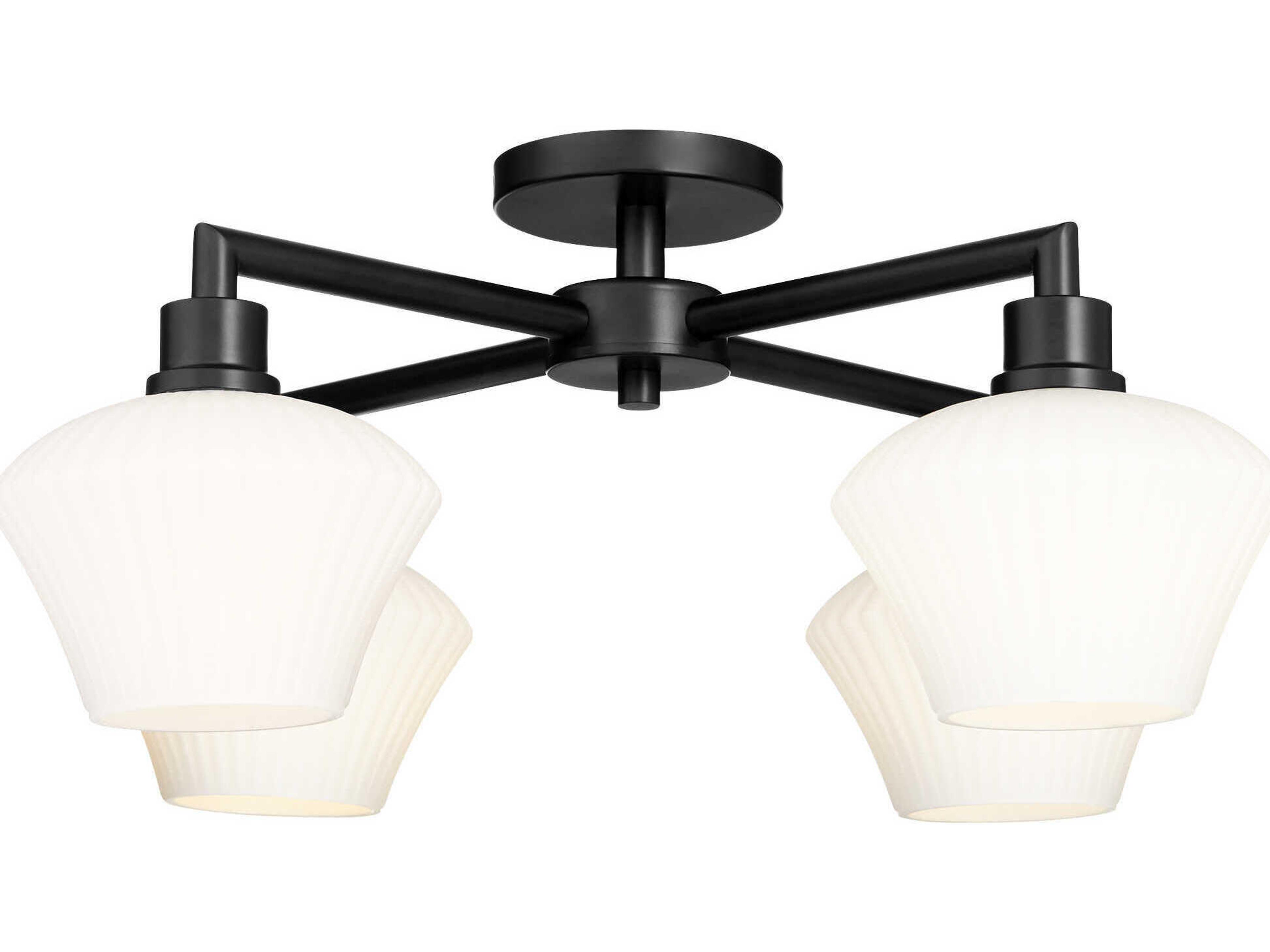 Quorum Cassini 4-Light Matte Black Semi Flush Mount