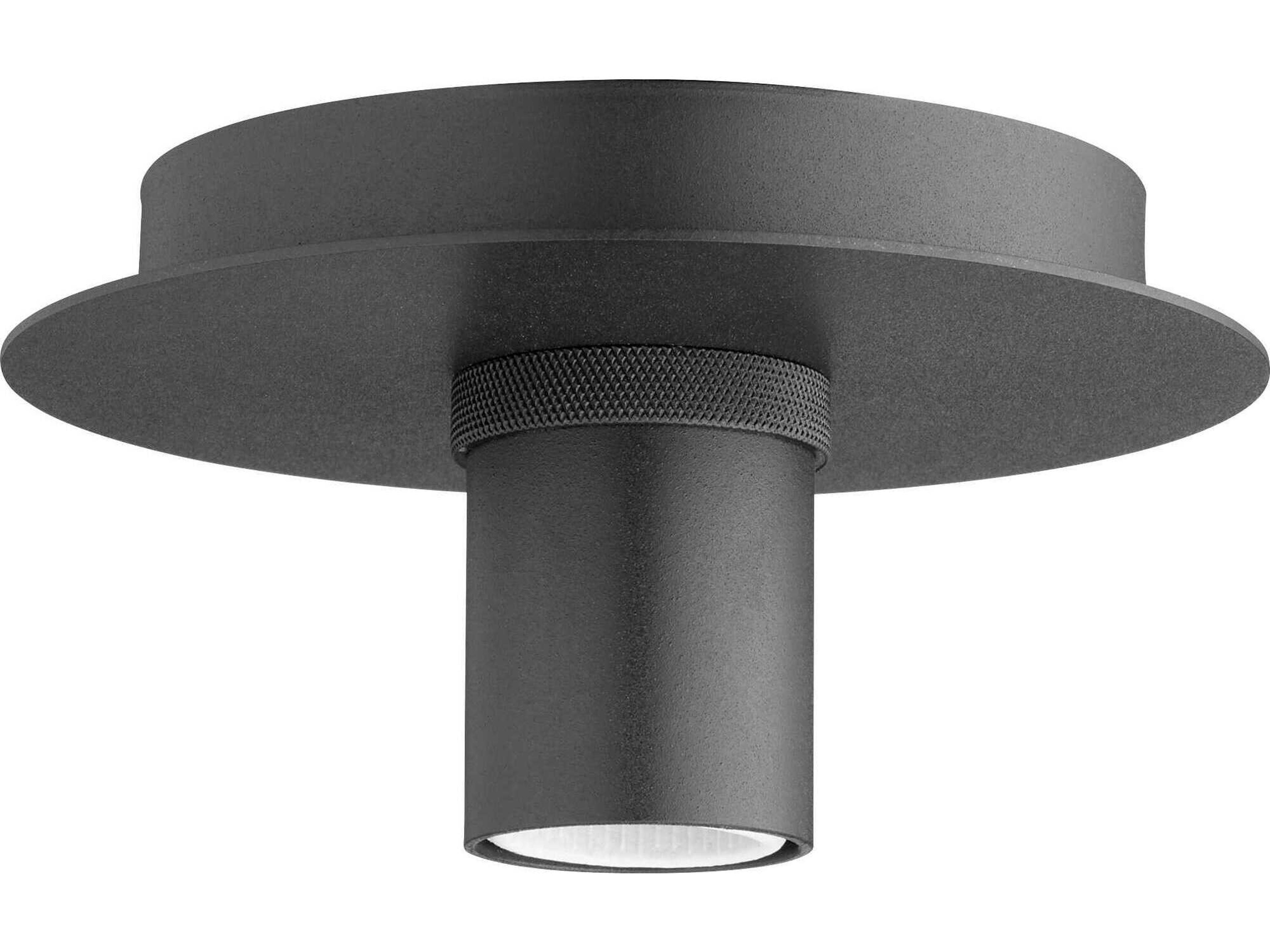 1-Light Textured Black Cylinder Flush Mount