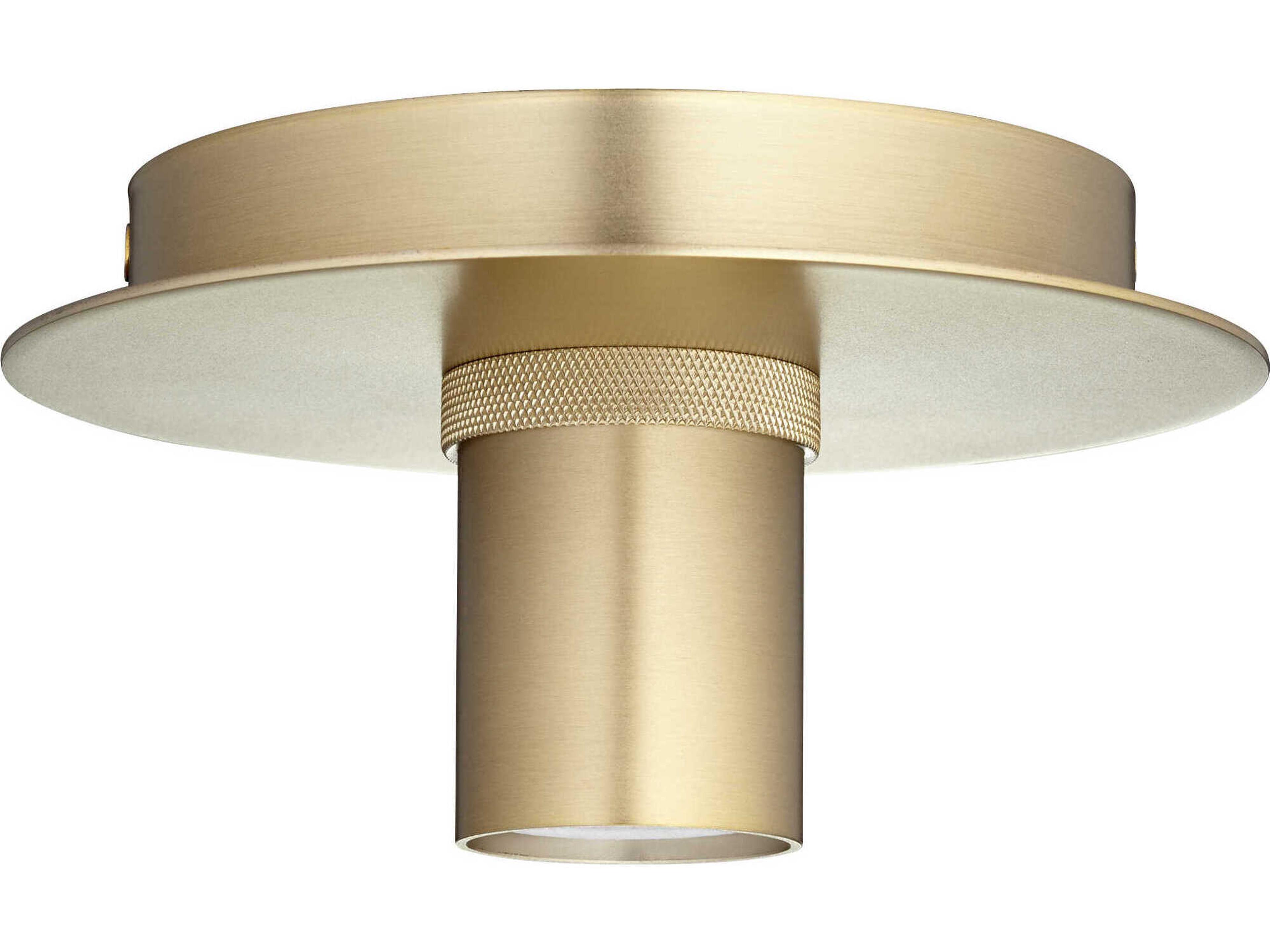 Quorum 1-Light Aged Brass Cylinder Flush Mount