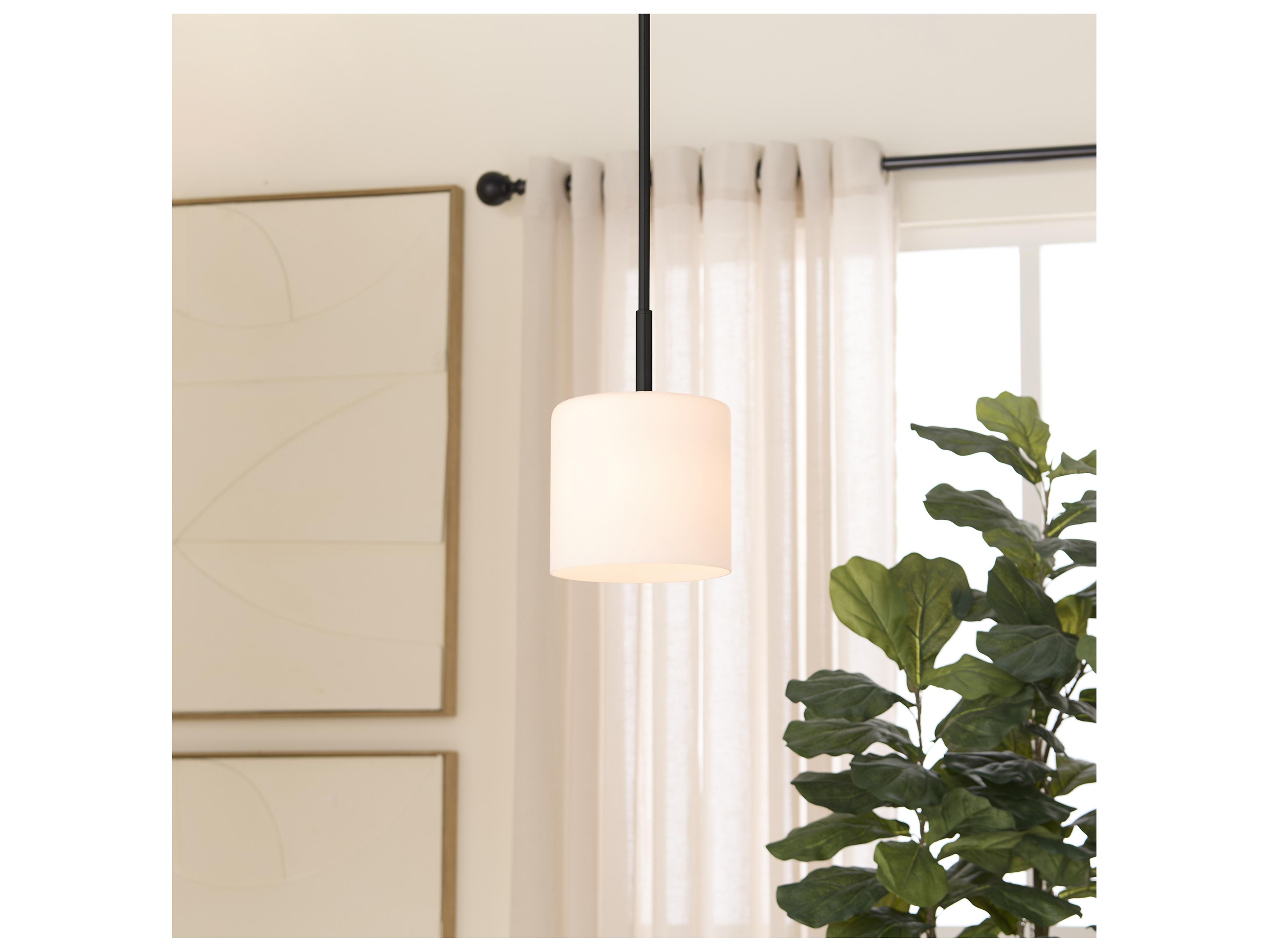 Quorum Rutherford 1-Light Matte Black Cylinder Mini Pendant