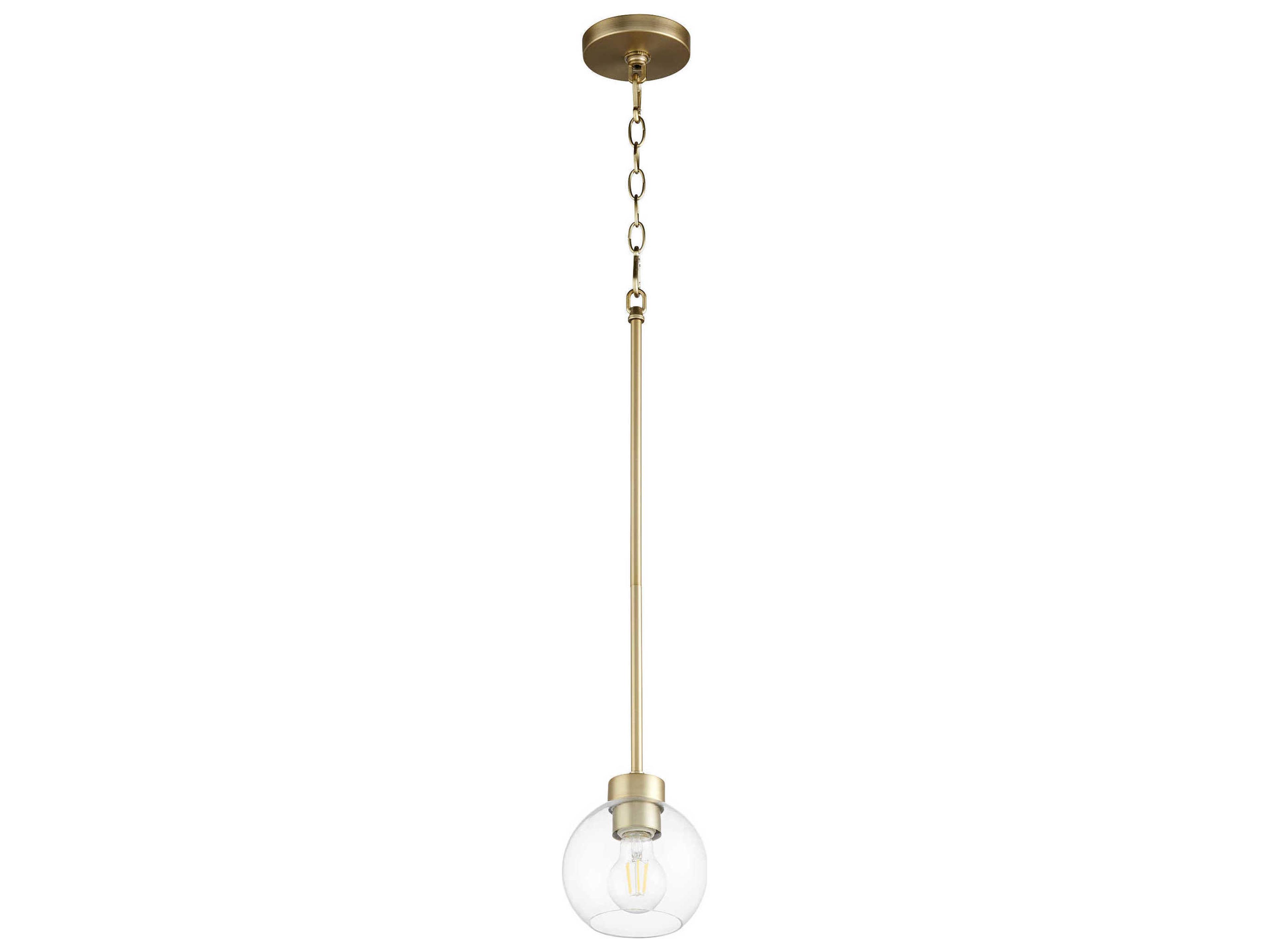 Volan 1-Light Aged Brass Glass Globe Mini Pendant