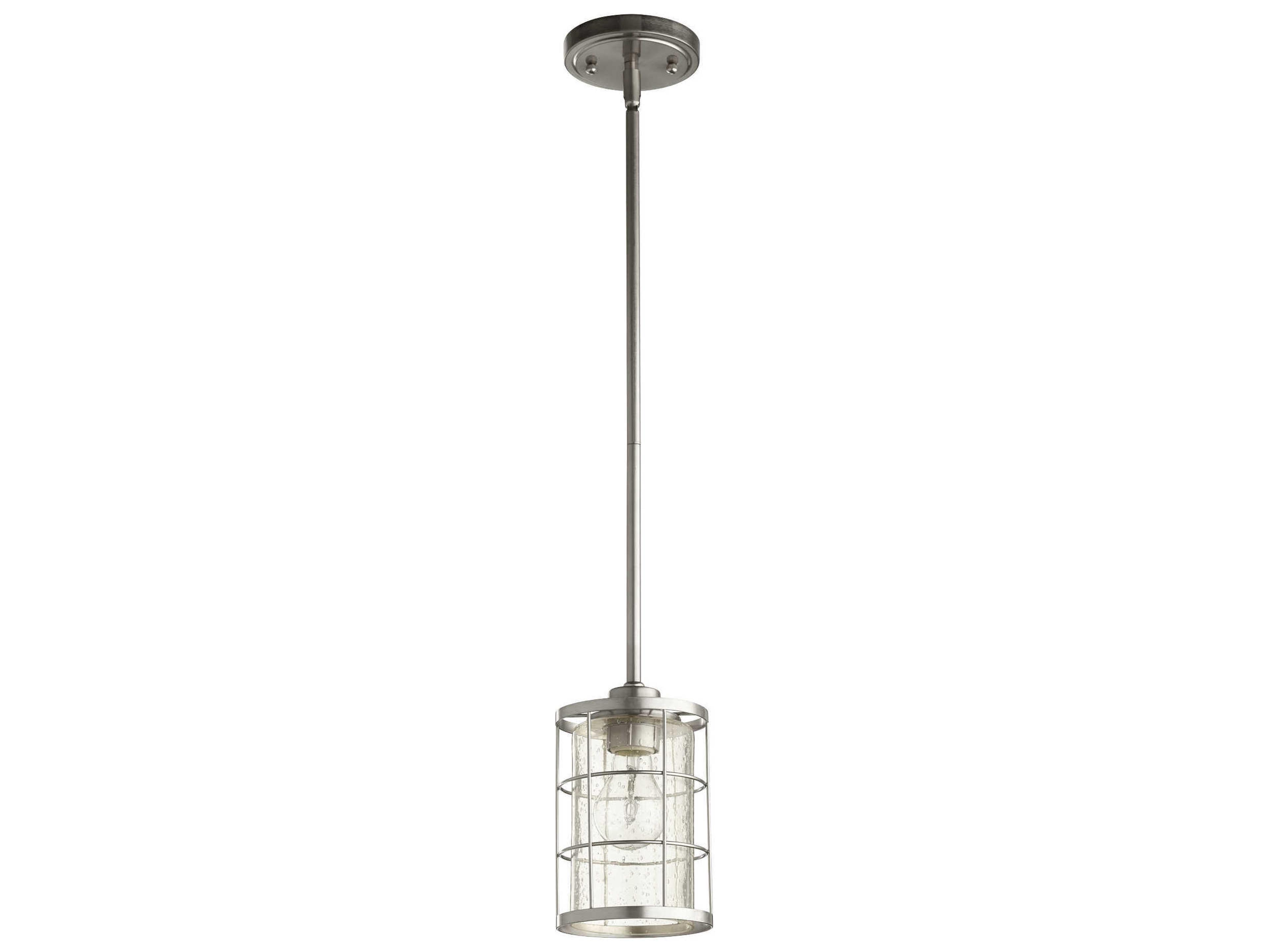 Ellis 1-Light Satin Nickel Glass Cylinder Mini Pendant