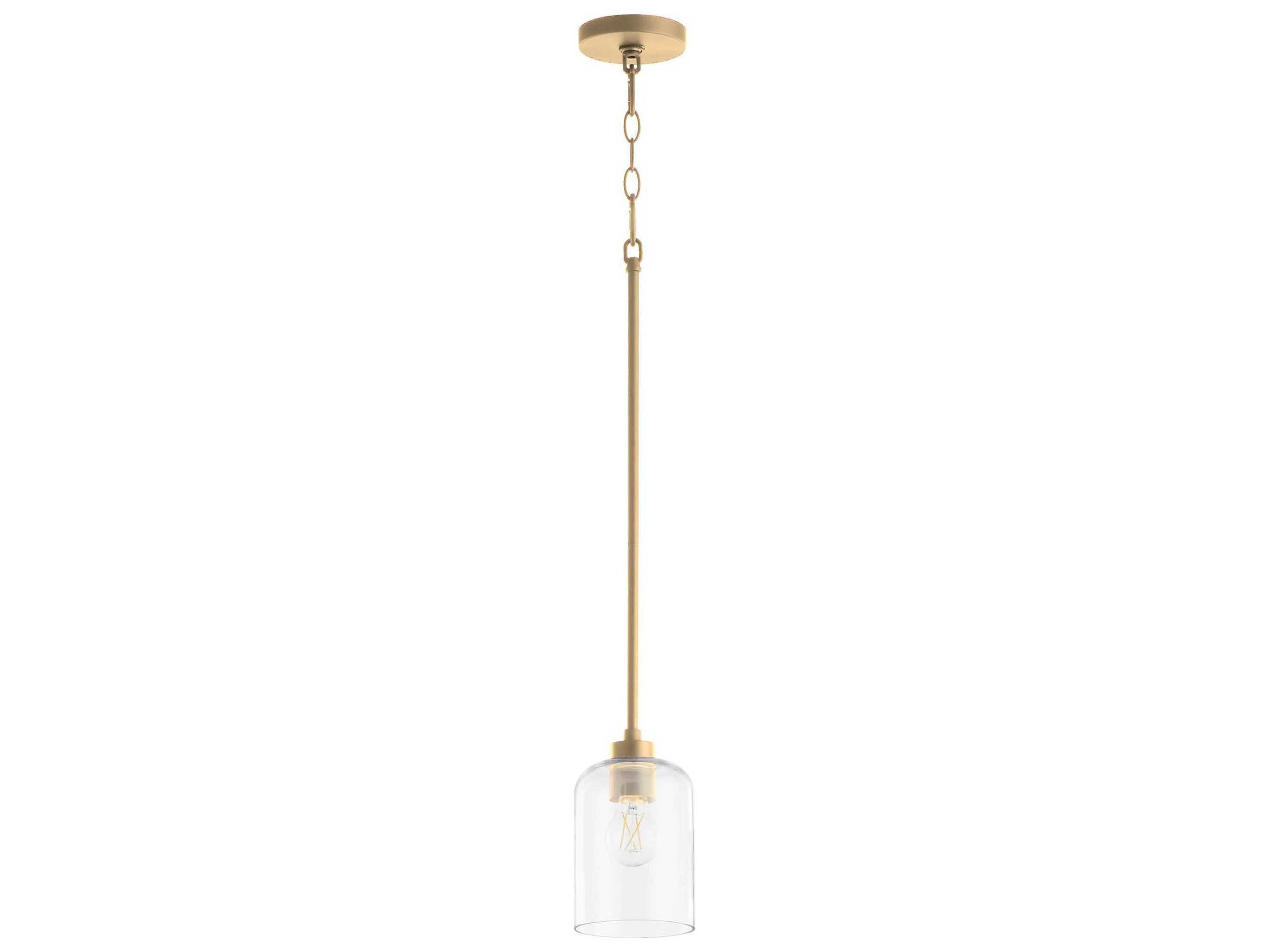 Tribute 1-Light Aged Brass Glass Mini Pendant