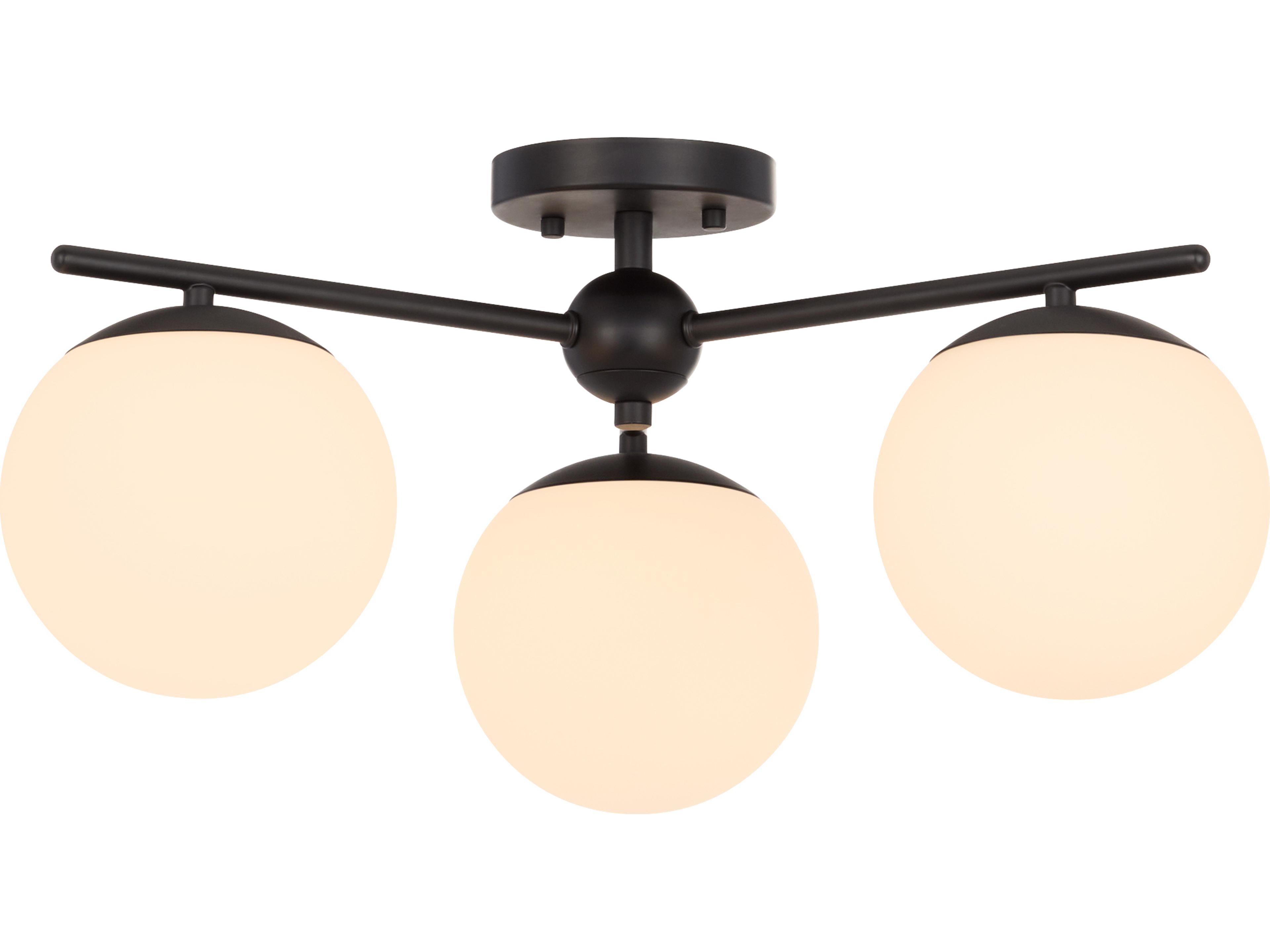 Quorum Jasper 3-Light Matte Black Globe Semi Flush Mount