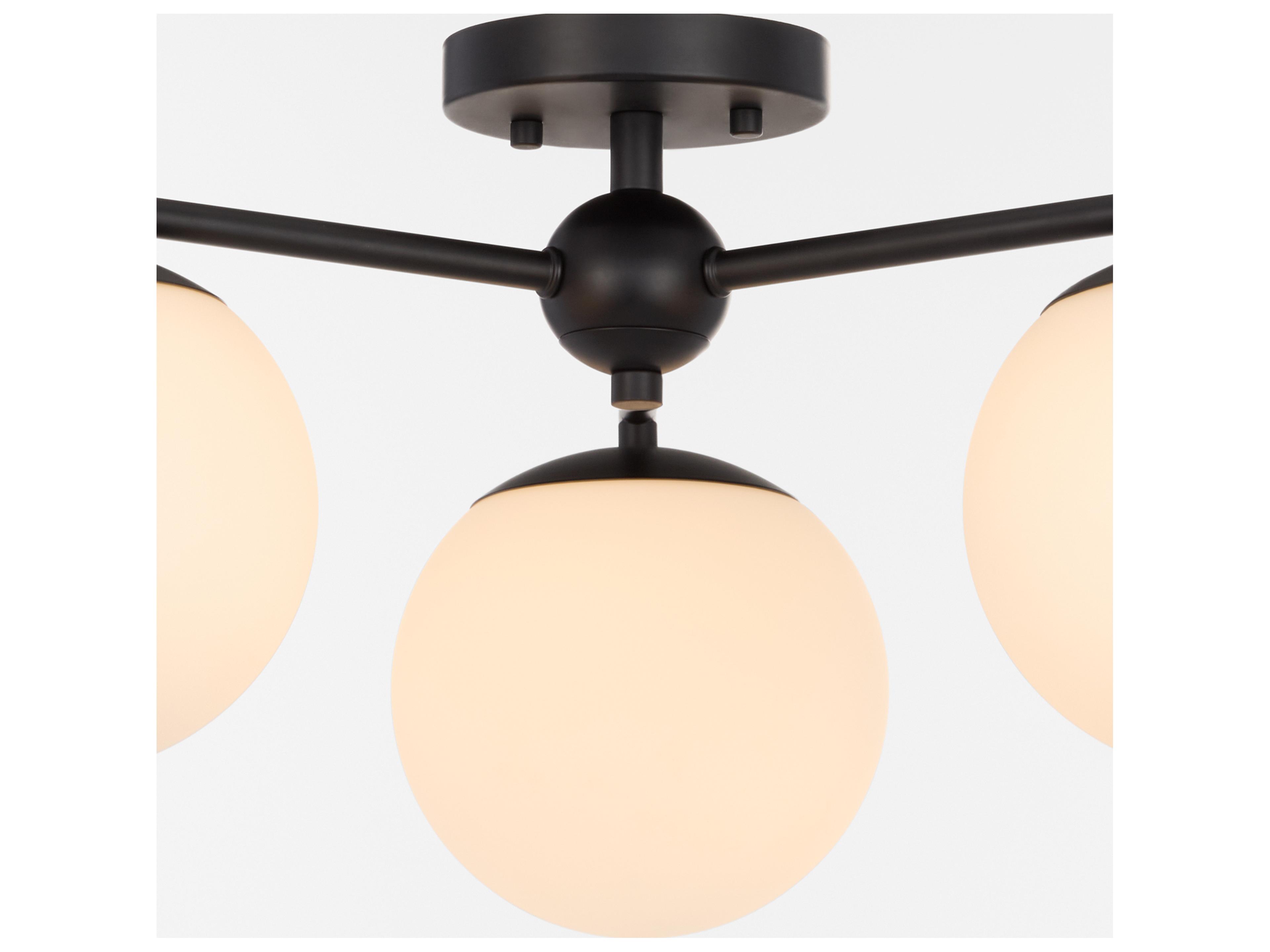 Quorum Jasper 3-Light Matte Black Globe Semi Flush Mount