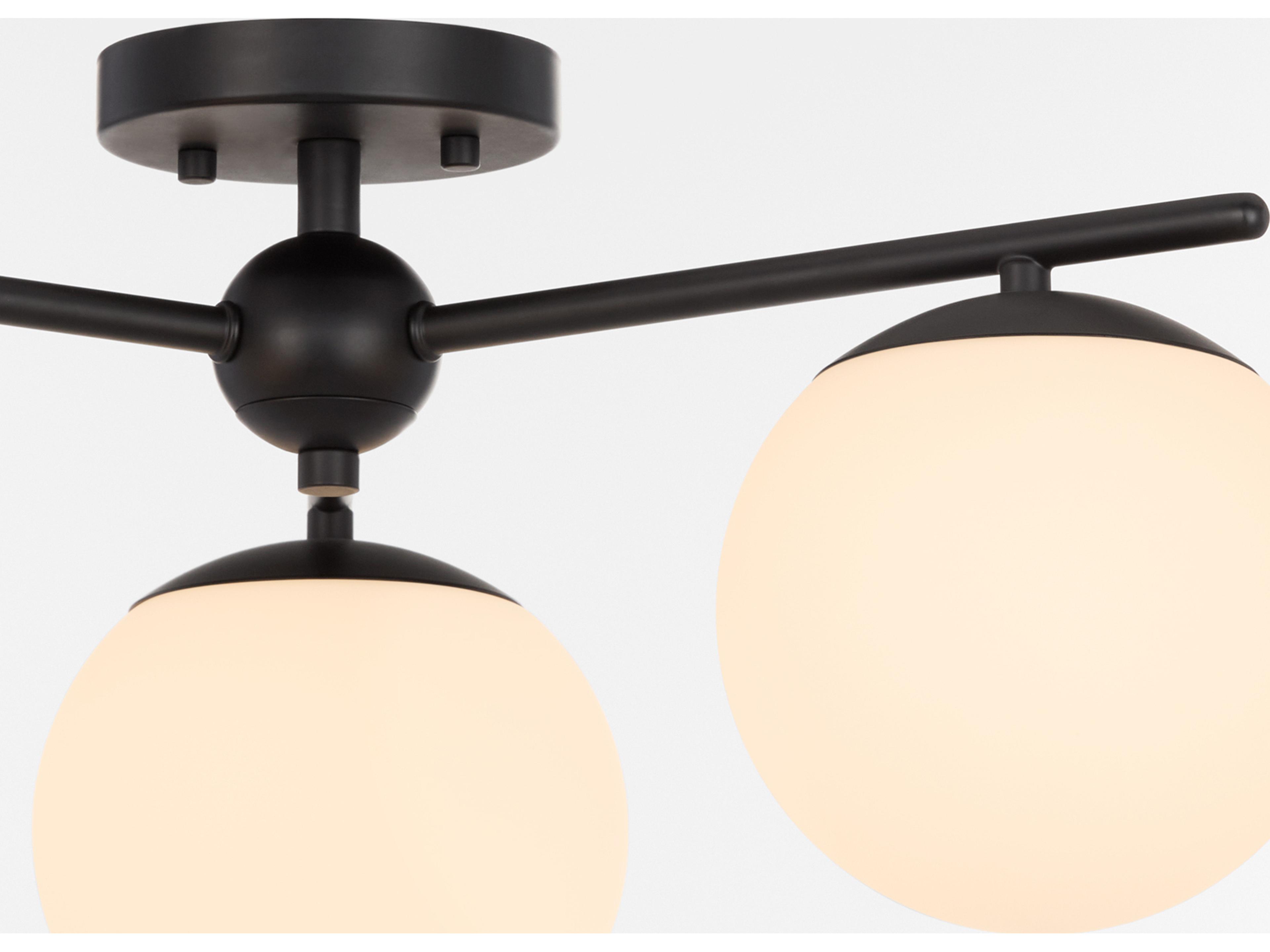 Quorum Jasper 3-Light Matte Black Globe Semi Flush Mount