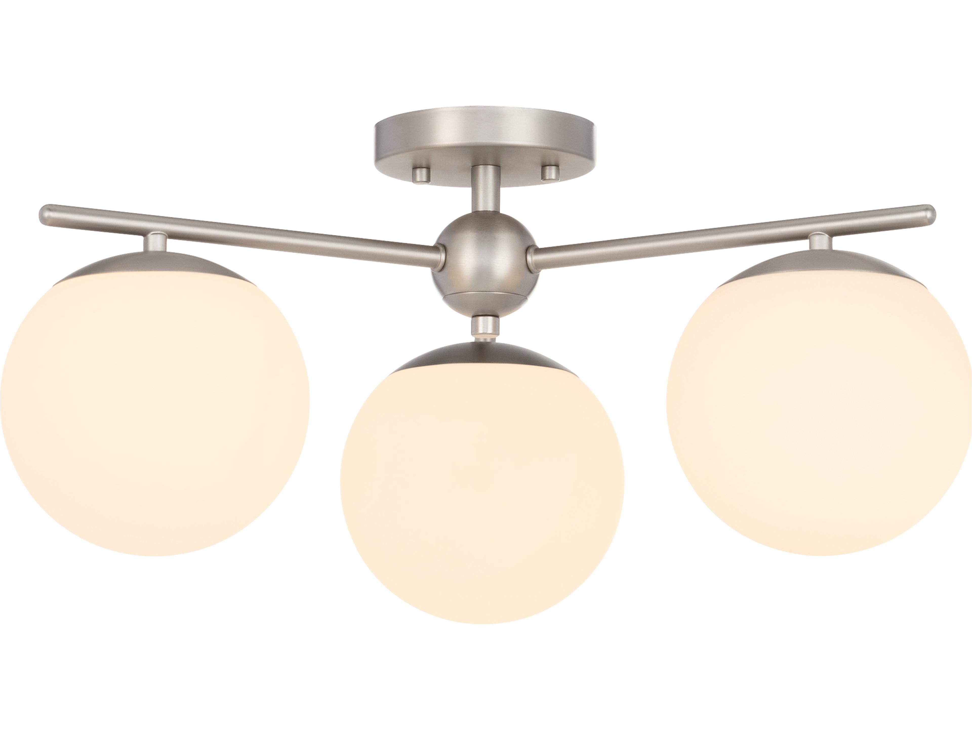 Quorum Jasper 3-Light Satin Nickel Steel Globe Semi Flush Mount