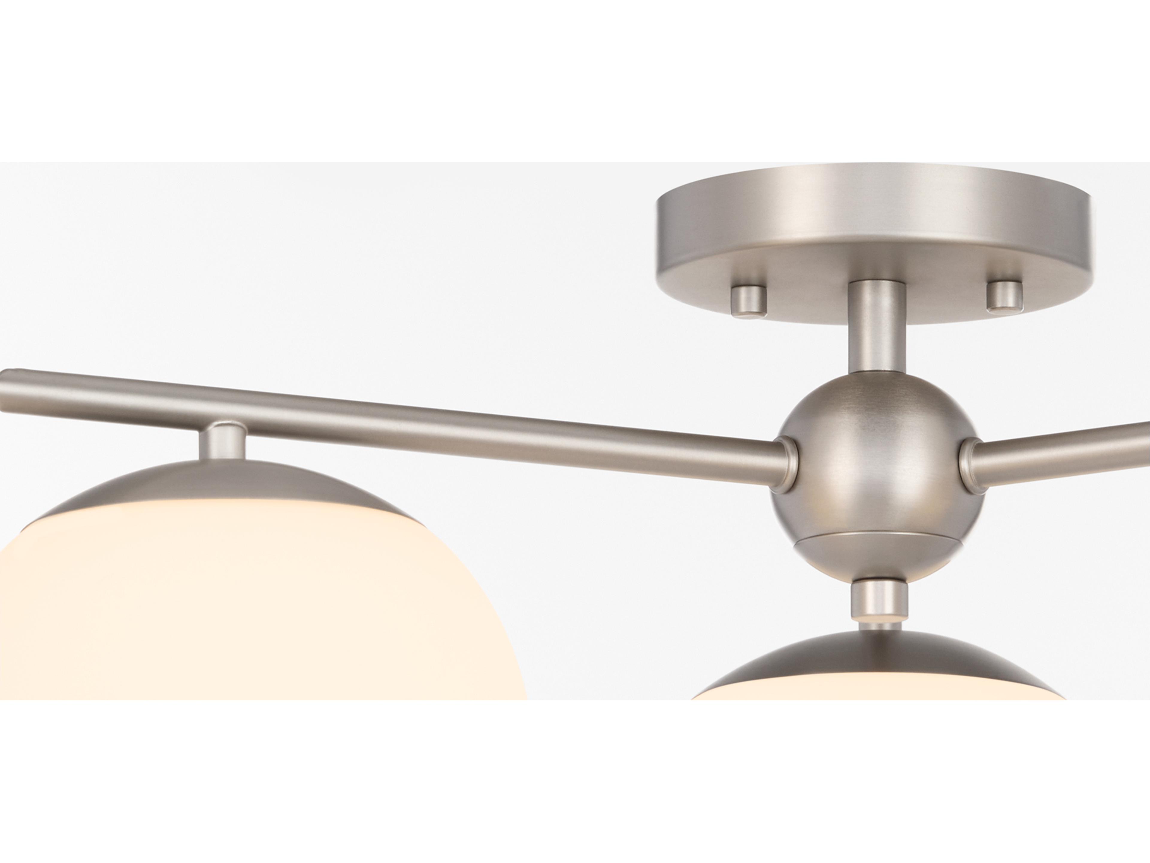 Quorum Jasper 3-Light Satin Nickel Steel Globe Semi Flush Mount