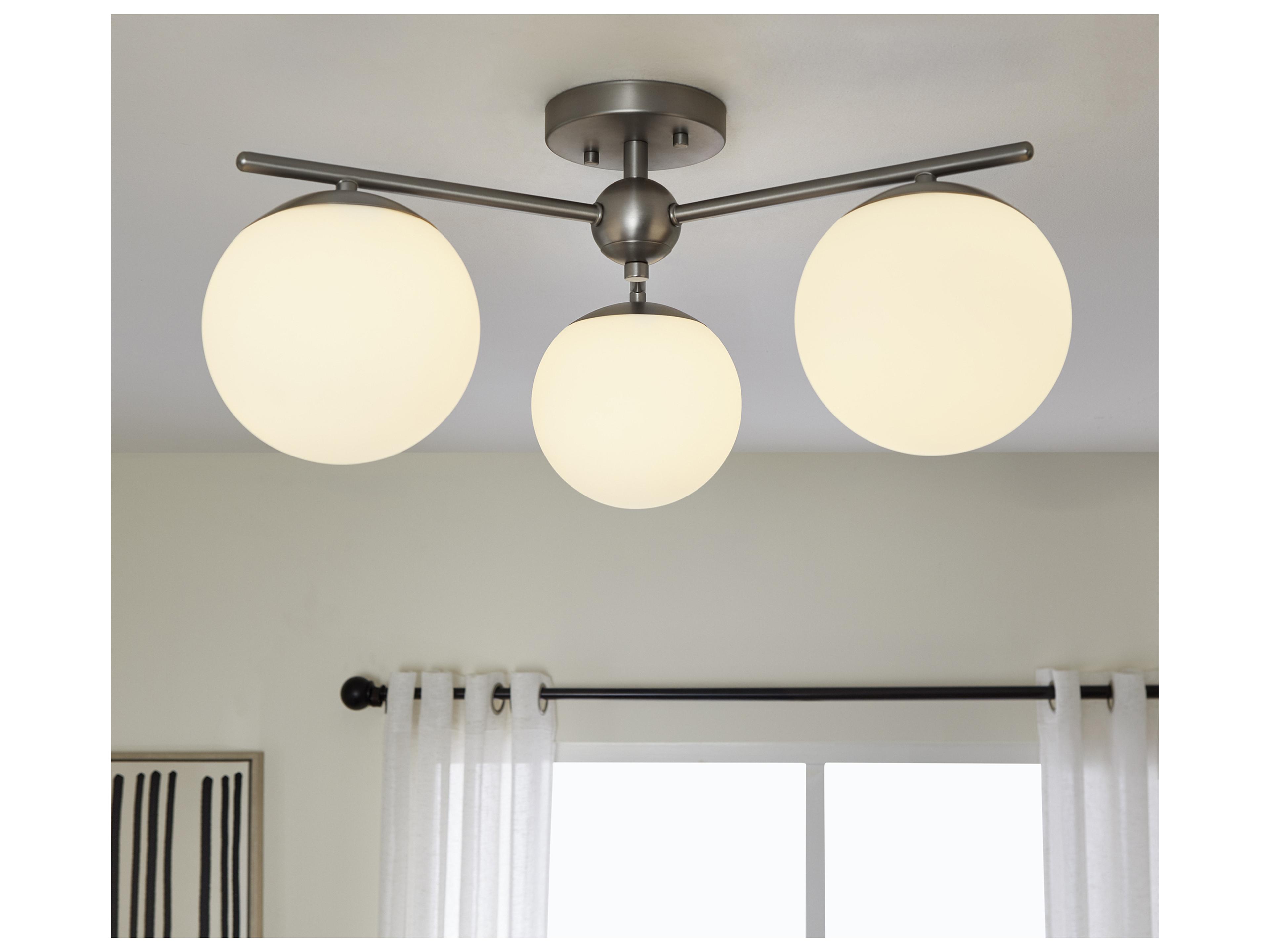 Quorum Jasper 3-Light Satin Nickel Steel Globe Semi Flush Mount