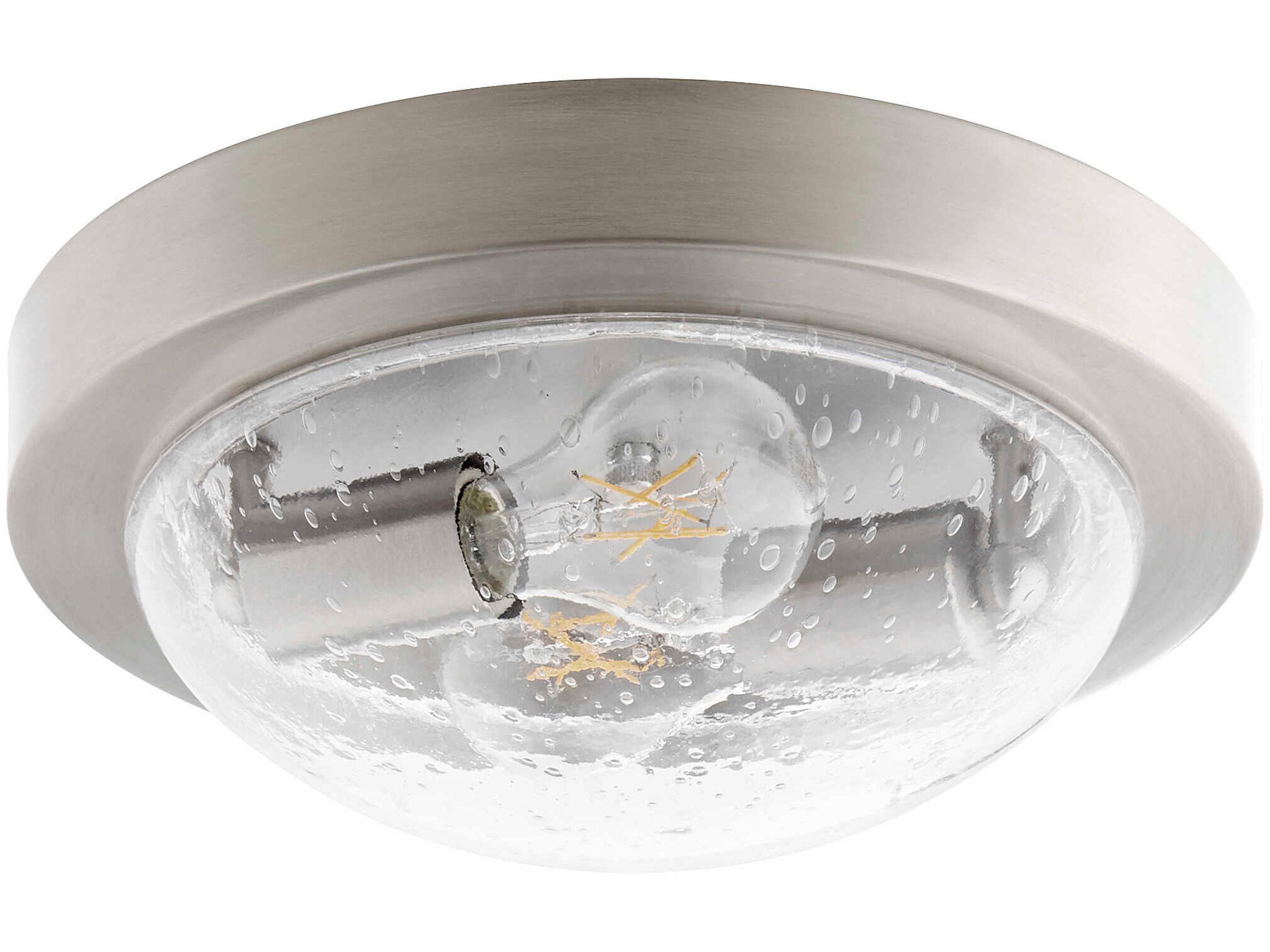 2-Light Satin Nickel Bowl Round Flush Mount