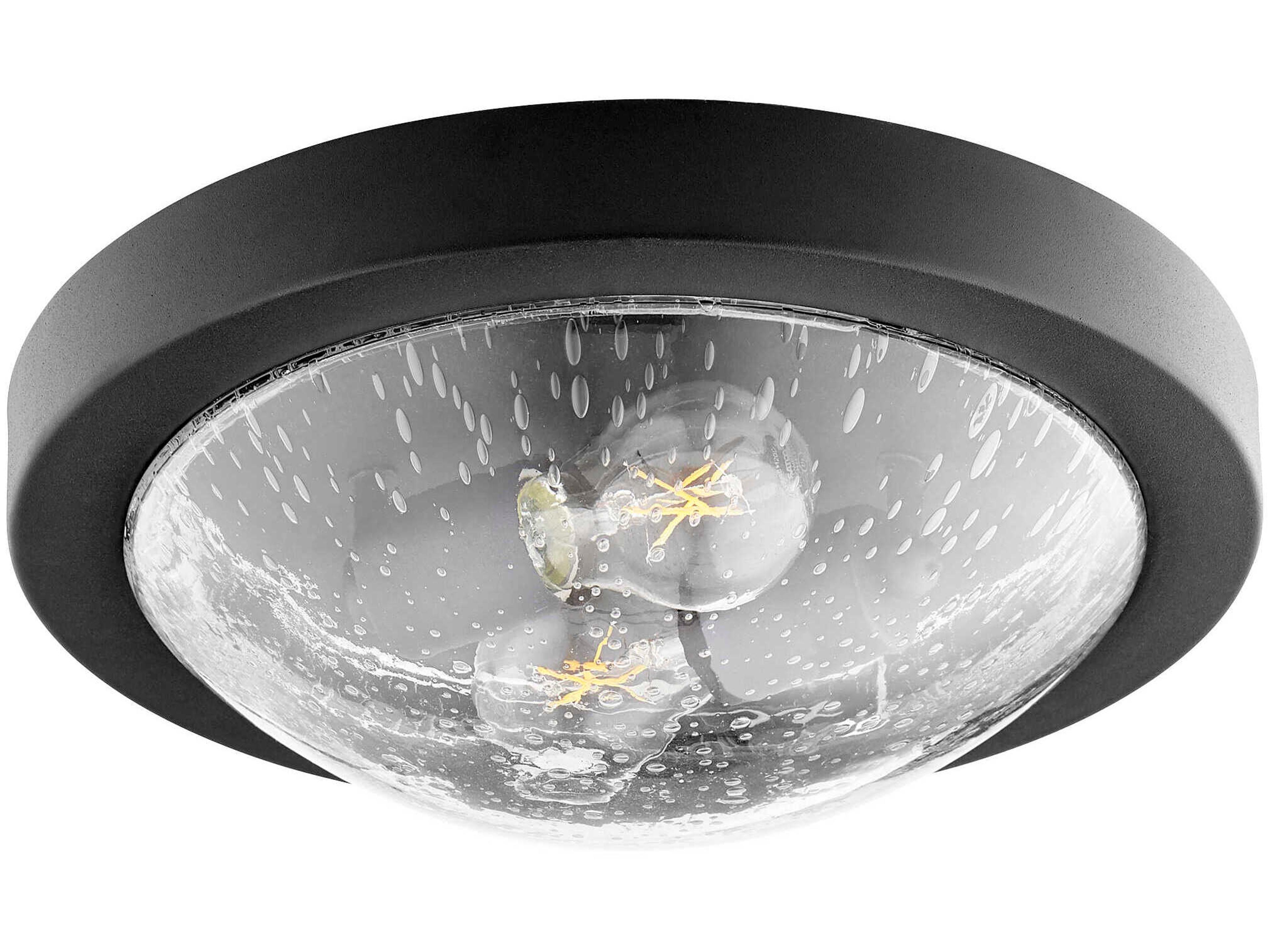 2-Light Noir Clear Round Flush Mount