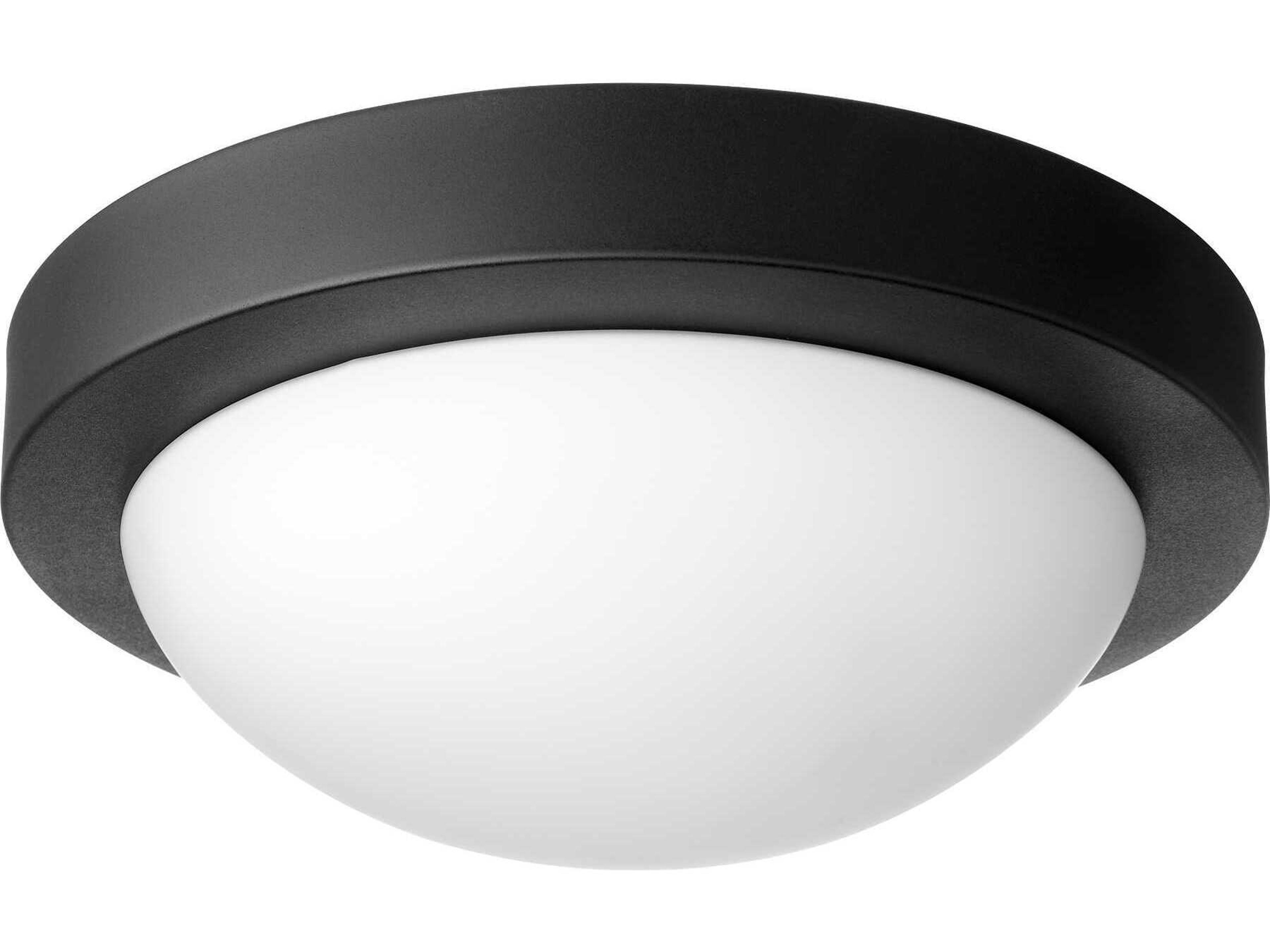 2-Light Textured Black Bowl Flush Mount