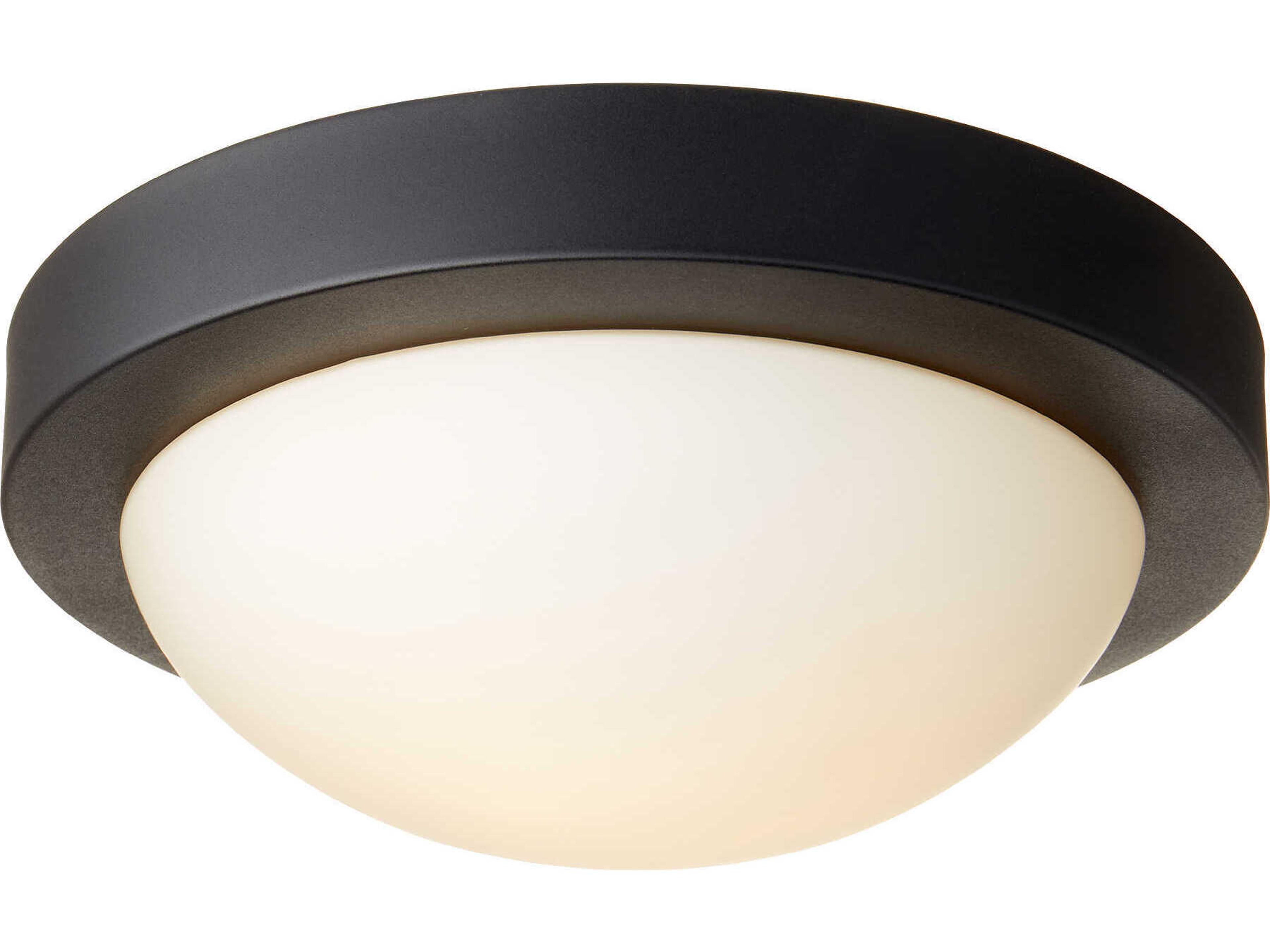 Quorum 2-Light Textured Black Bowl Flush Mount