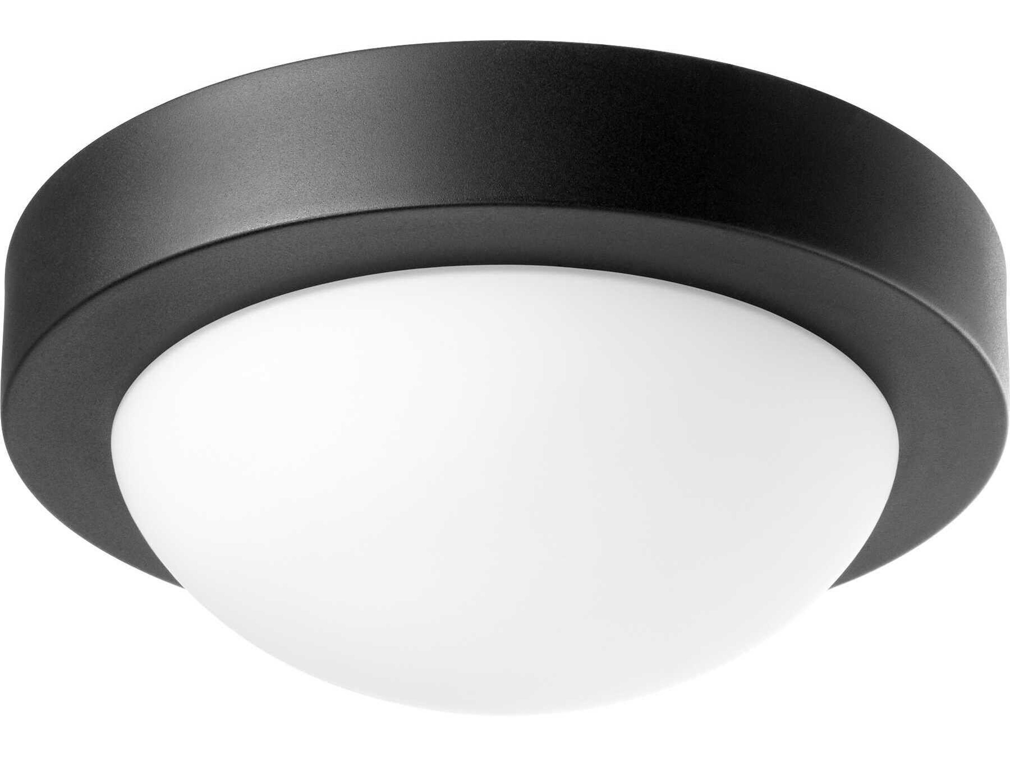 1-Light Textured Black Bowl Flush Mount