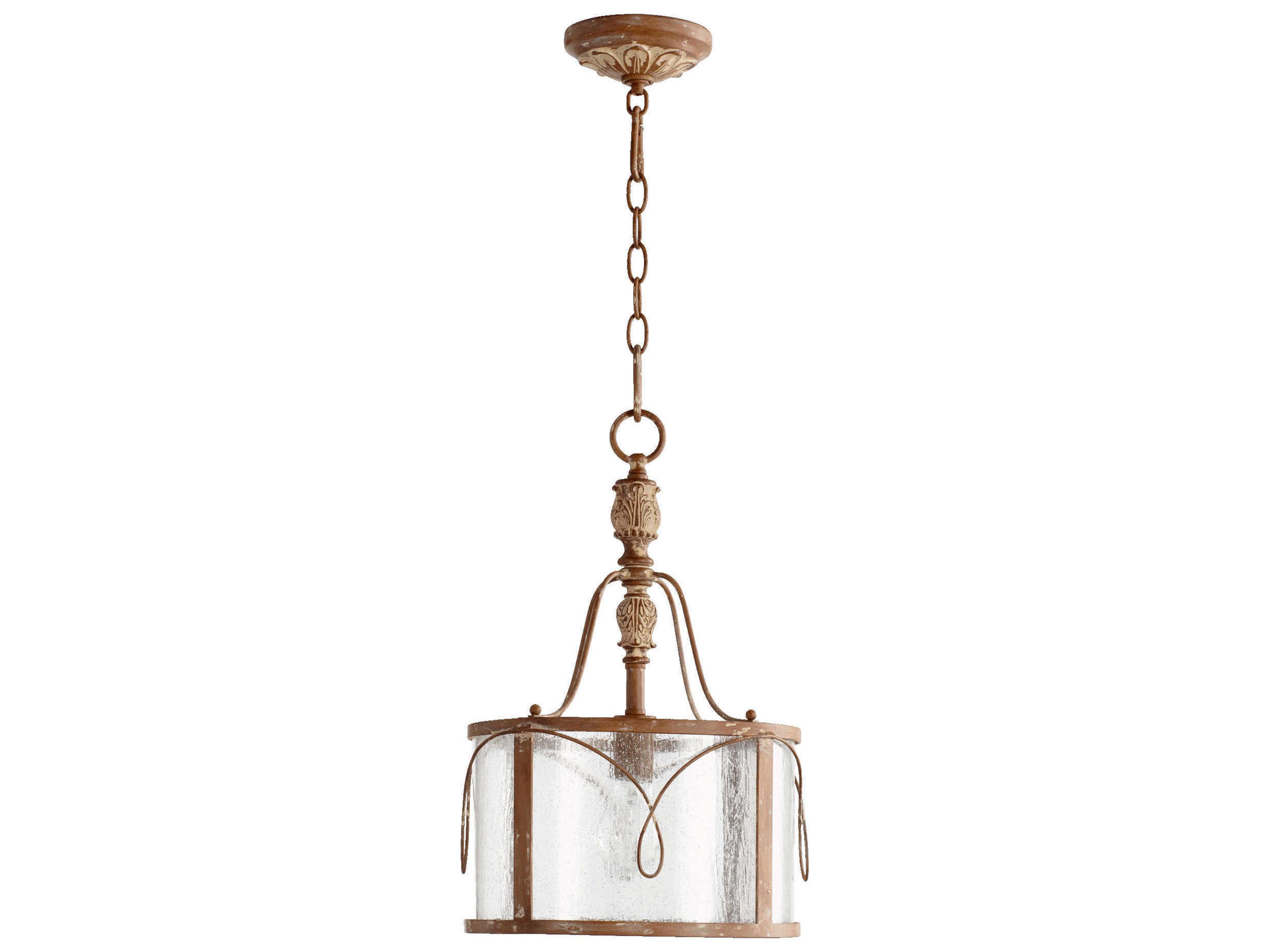 Salento 1-Light French Umber Brown Glass Drum Mini Pendant