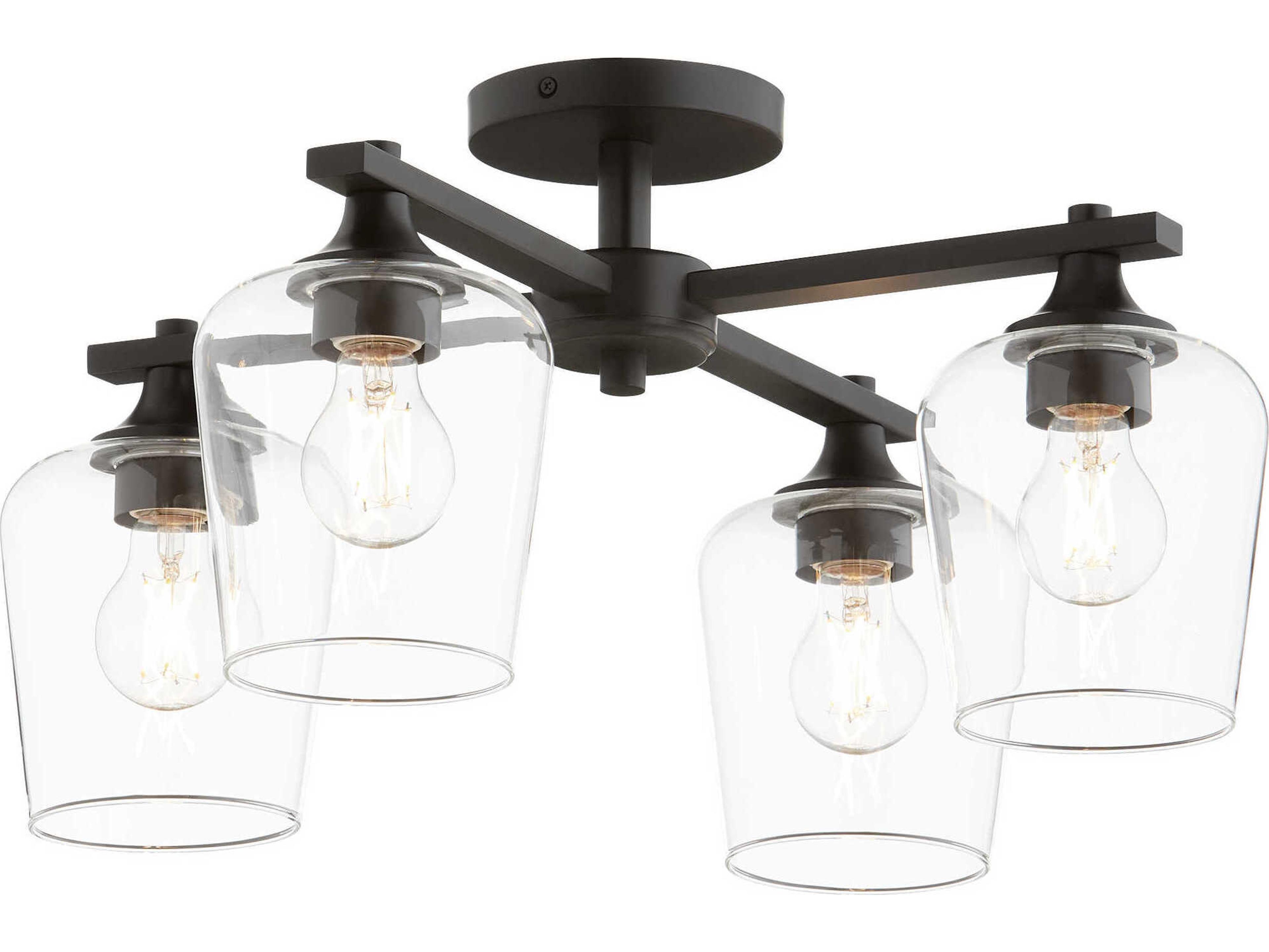 Quorum Veno 4-Light Matte Black Semi Flush Mount