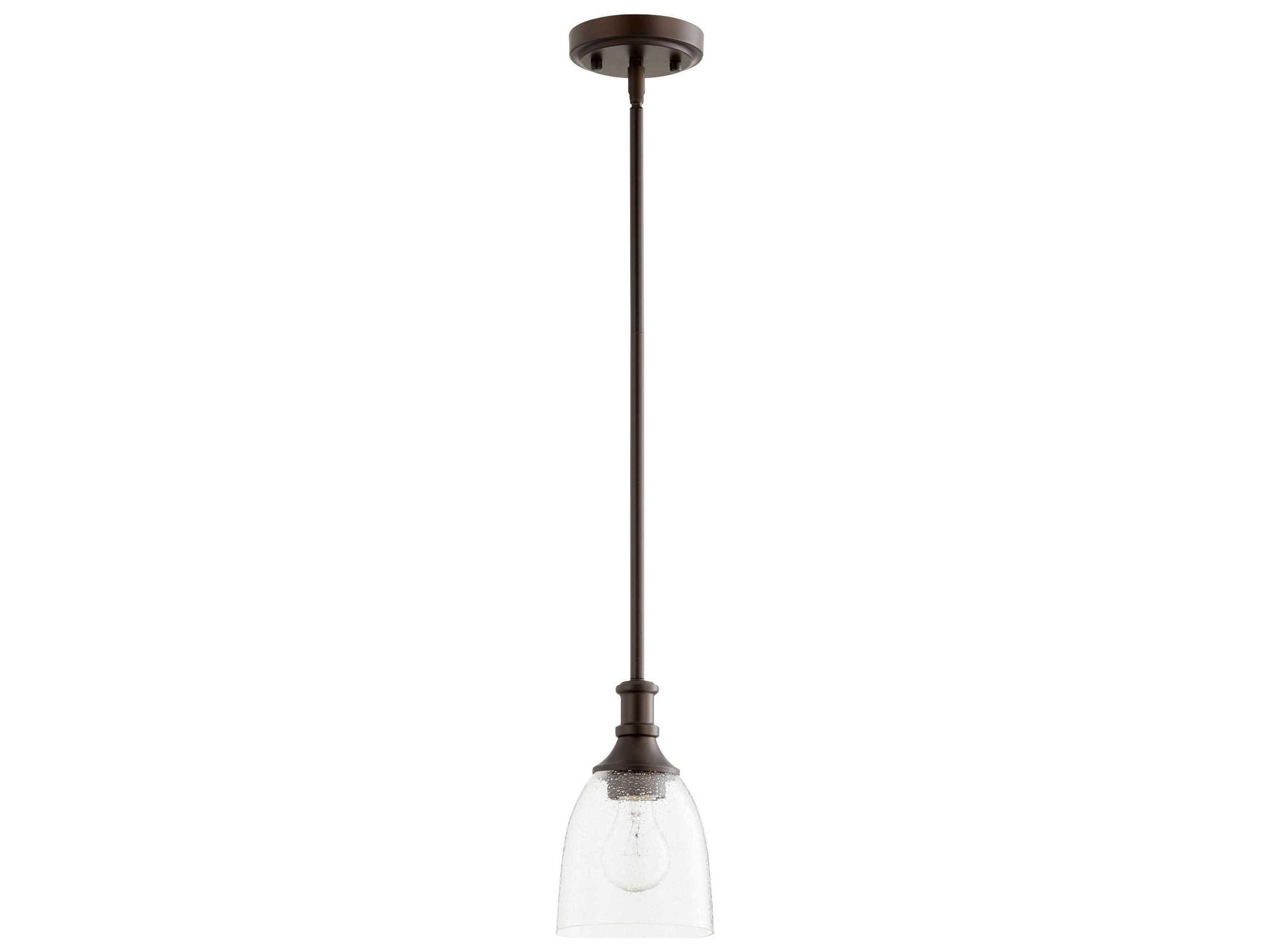 Richmond 1-Light Oiled Bronze With Clear Seeded Glass Bell Mini Pendant