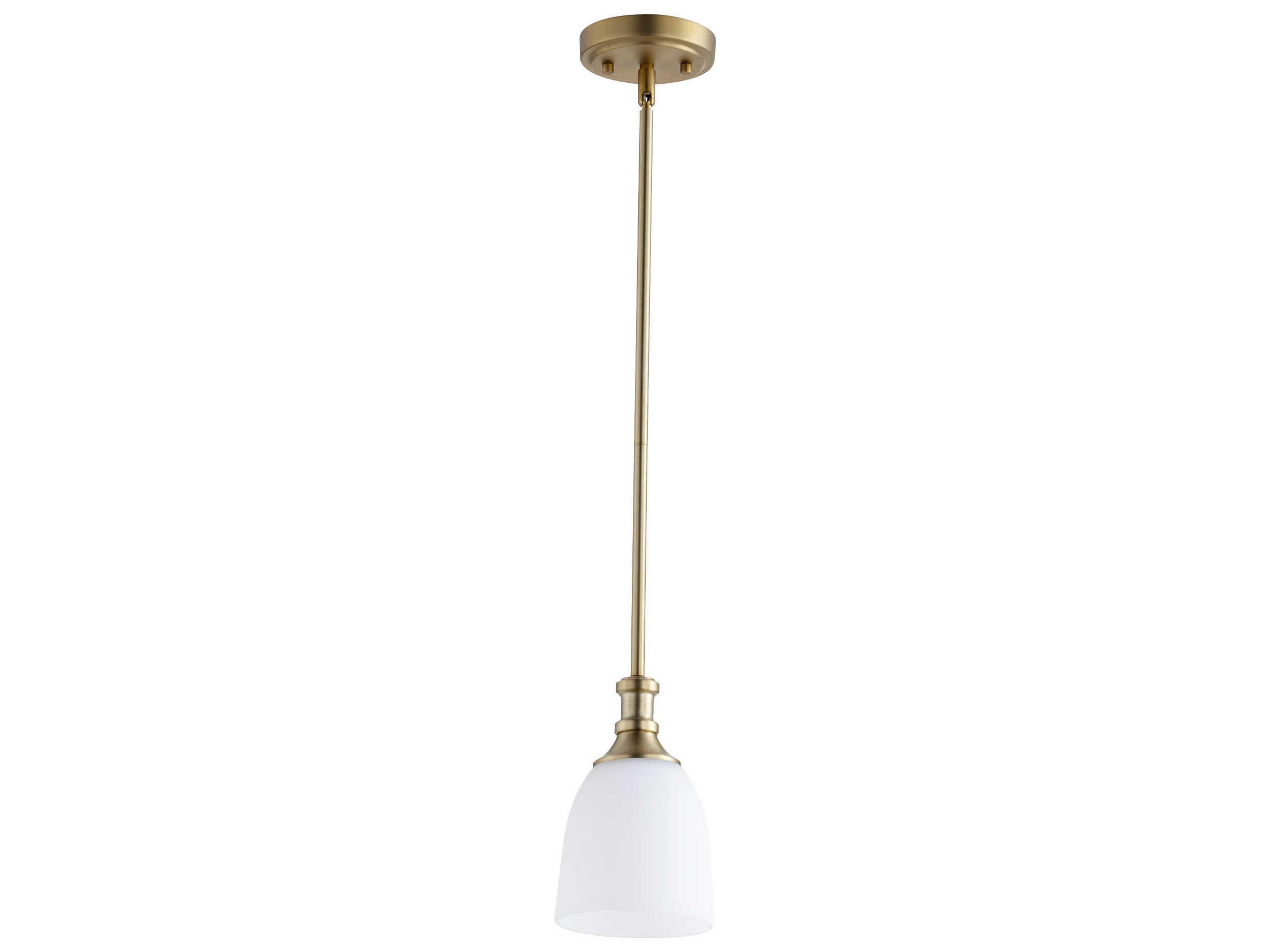 Richmond 1-Light Aged Brass Glass Bell Mini Pendant