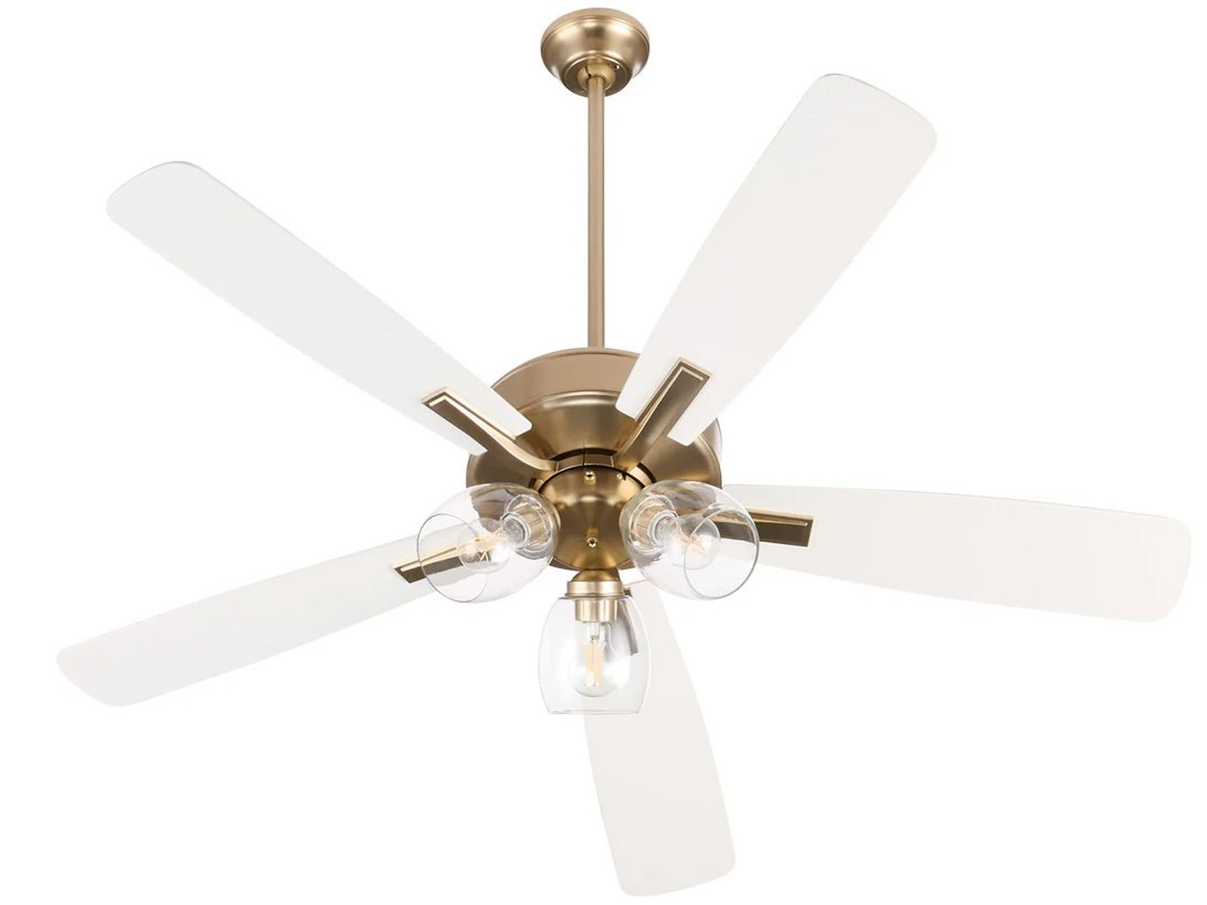 Ovation Aged Brass Studio White Ceiling Fans