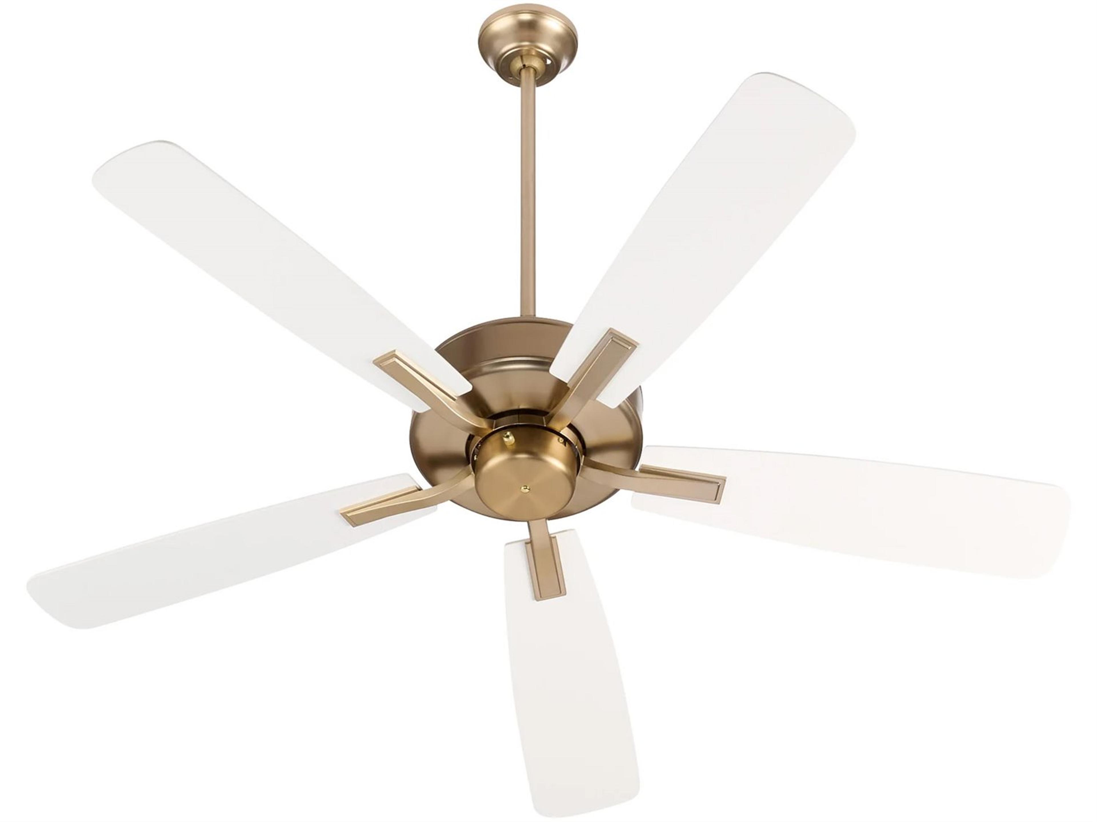 Ovation Aged Brass Studio White Ceiling Fans