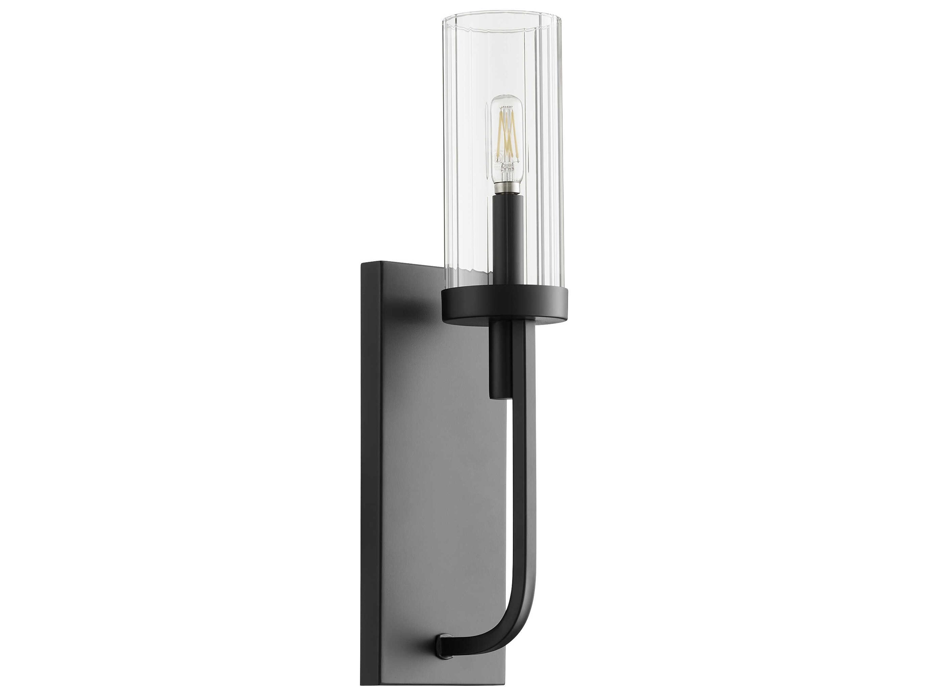 Ladin 1-Light Textured Black Glass Wall Sconce
