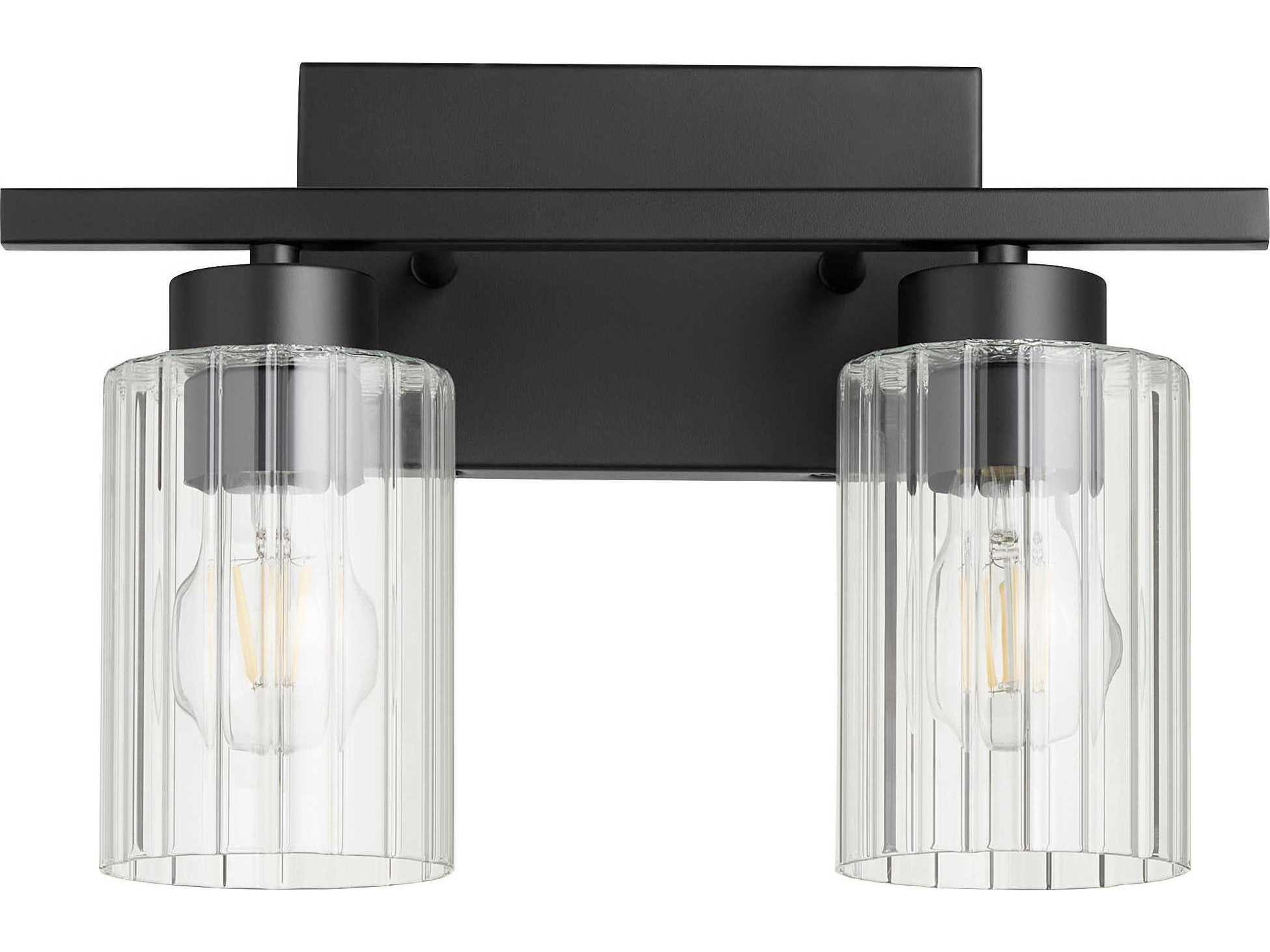 Ladin 2-Light Textured Black Glass Vanity Light