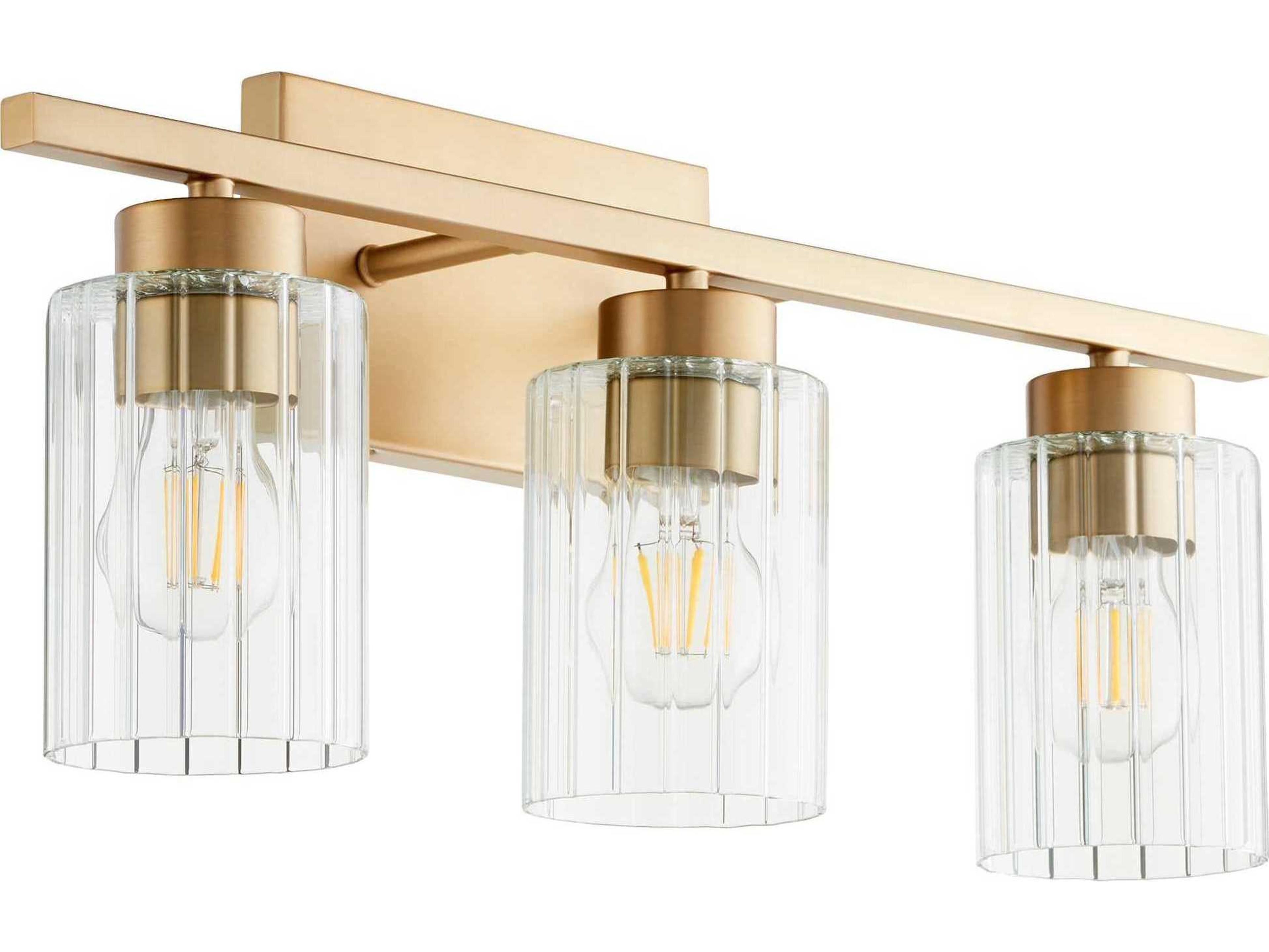 Ladin 3-Light Aged Brass Glass Vanity Light