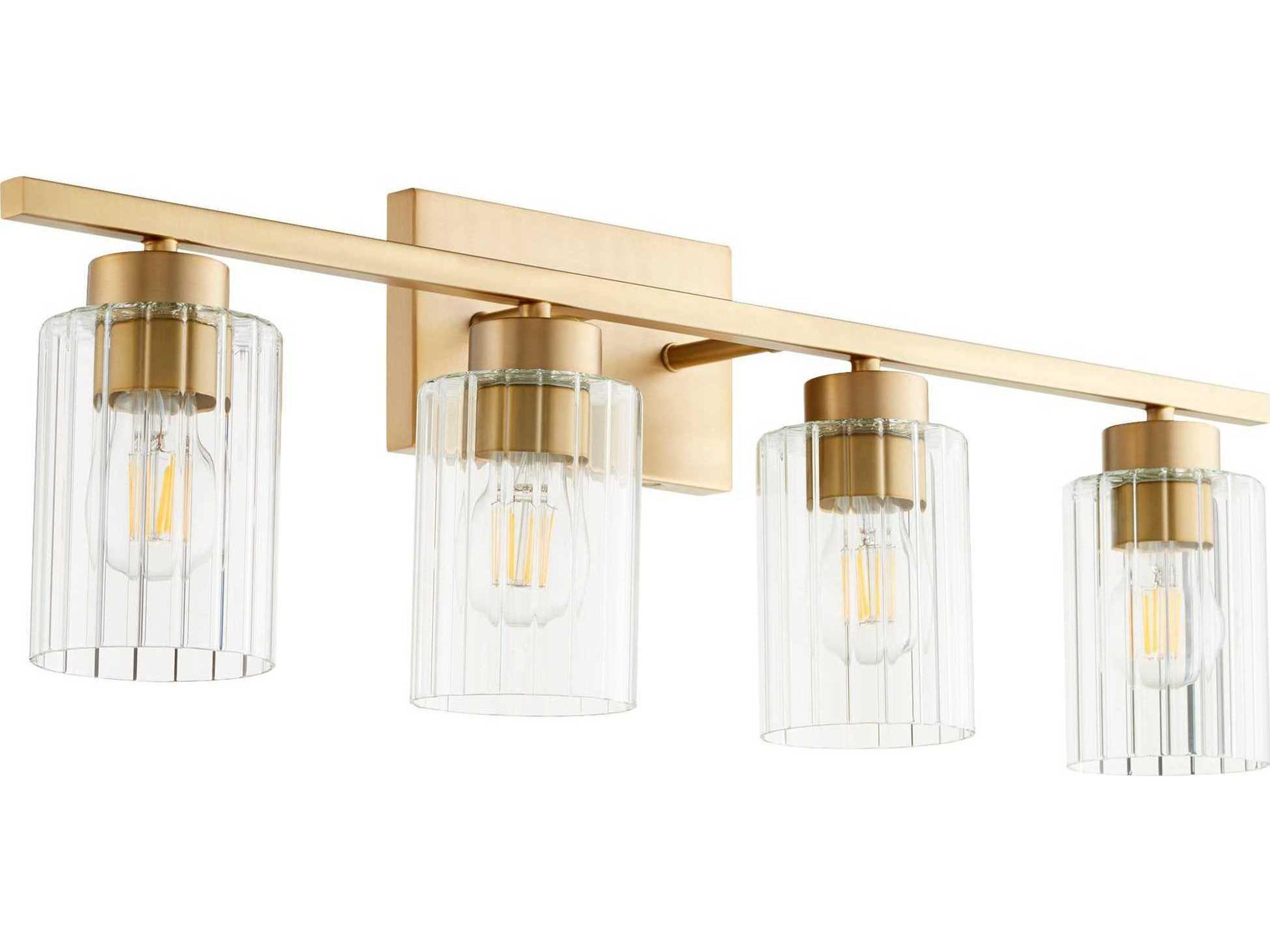 Ladin 4-Light Aged Brass Glass Vanity Light